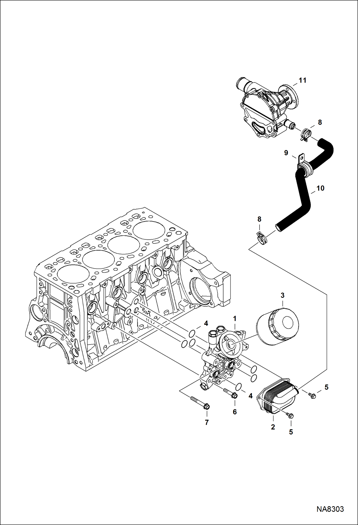 Схема запчастей Bobcat S-Series - FILTER & OIL COOLER POWER UNIT