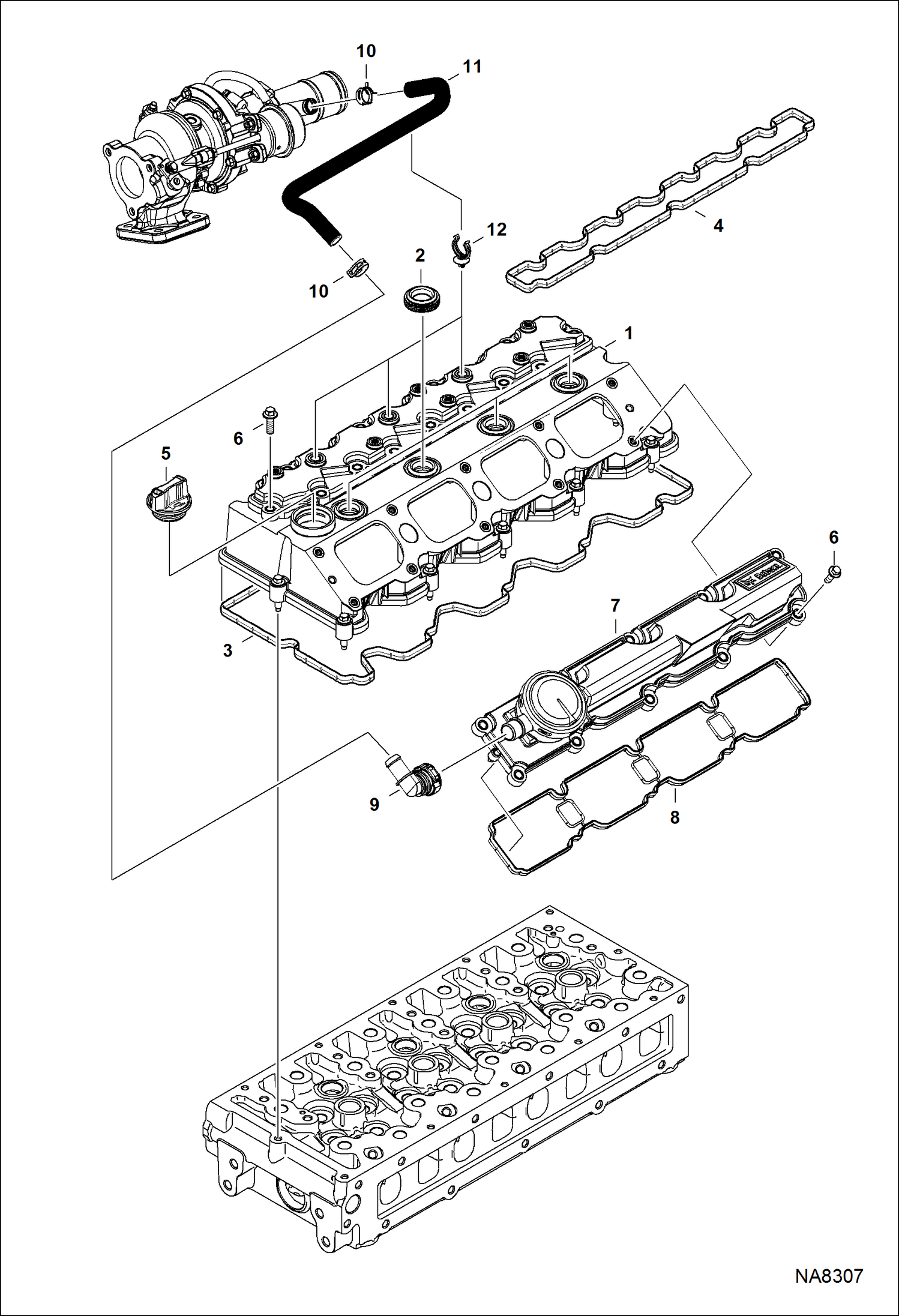 Схема запчастей Bobcat S-Series - ROCKER ARM COVER POWER UNIT