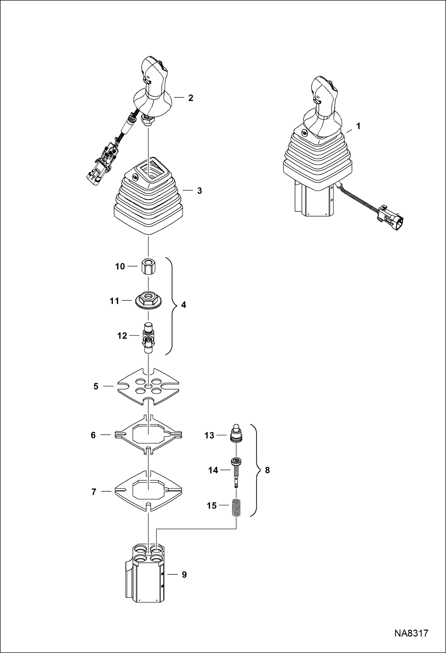 Схема запчастей Bobcat E32 - RH JOYSTICK (S/N A94H17001 & Above, AC2N15001 & Above) HYDRAULIC SYSTEM