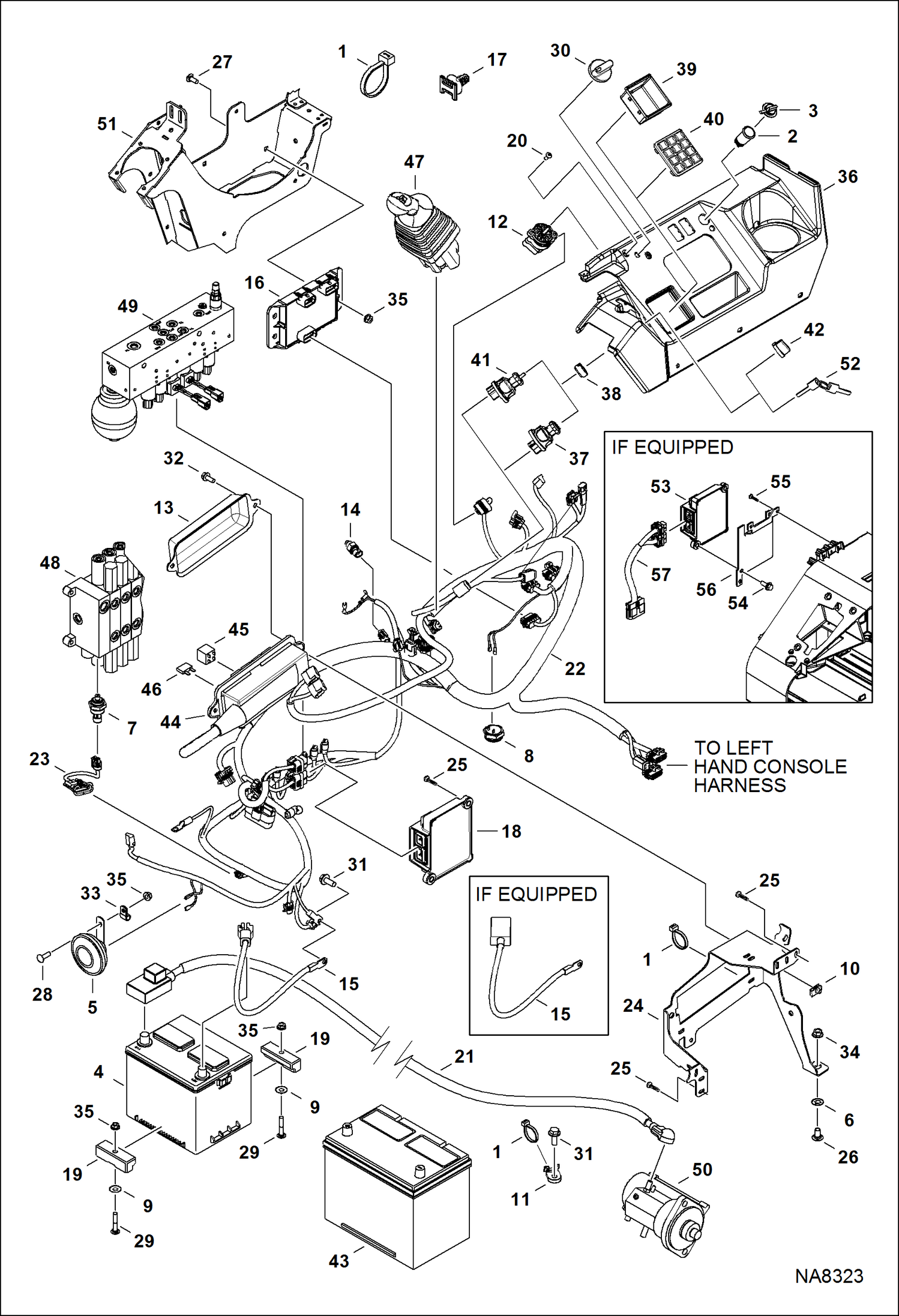 Схема запчастей Bobcat E32 - CONTROLS ELECTRICAL (RH Console) (S/N A94H17001 & Above, AC2N15001 & Above) ELECTRICAL SYSTEM