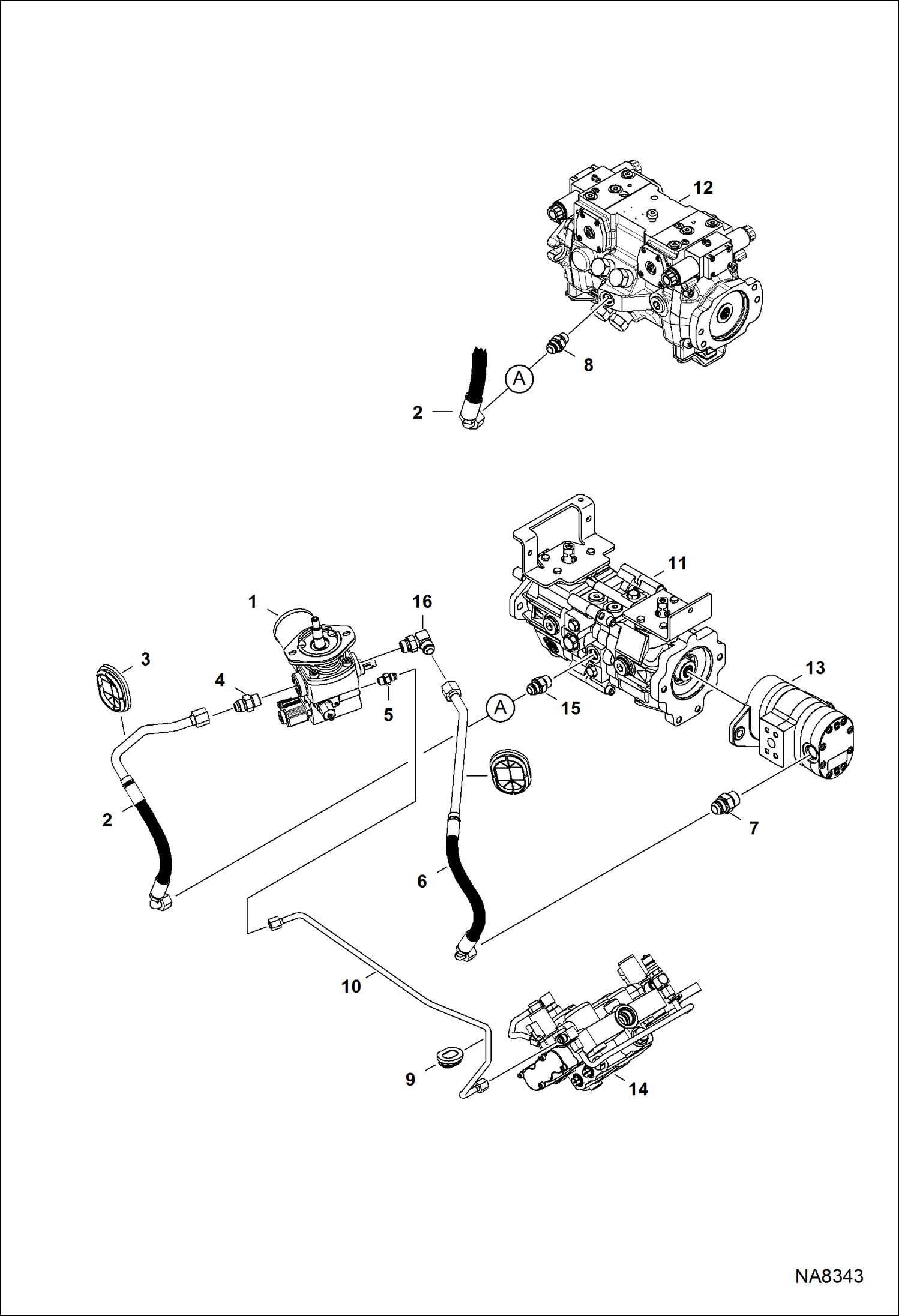 Схема запчастей Bobcat S-Series - HYDROSTATIC CIRCUITRY (Cooling Fan) HYDROSTATIC SYSTEM