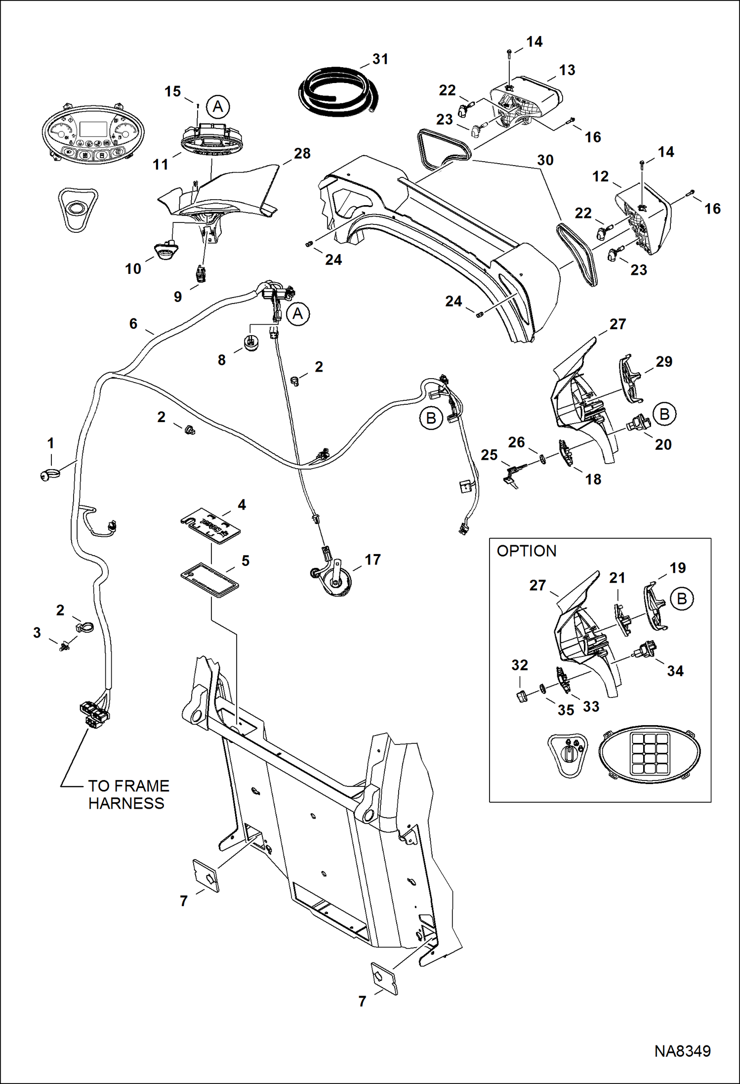 Схема запчастей Bobcat S-Series - CAB ELECTRICAL CIRCUITRY (Standard) ELECTRICAL SYSTEM