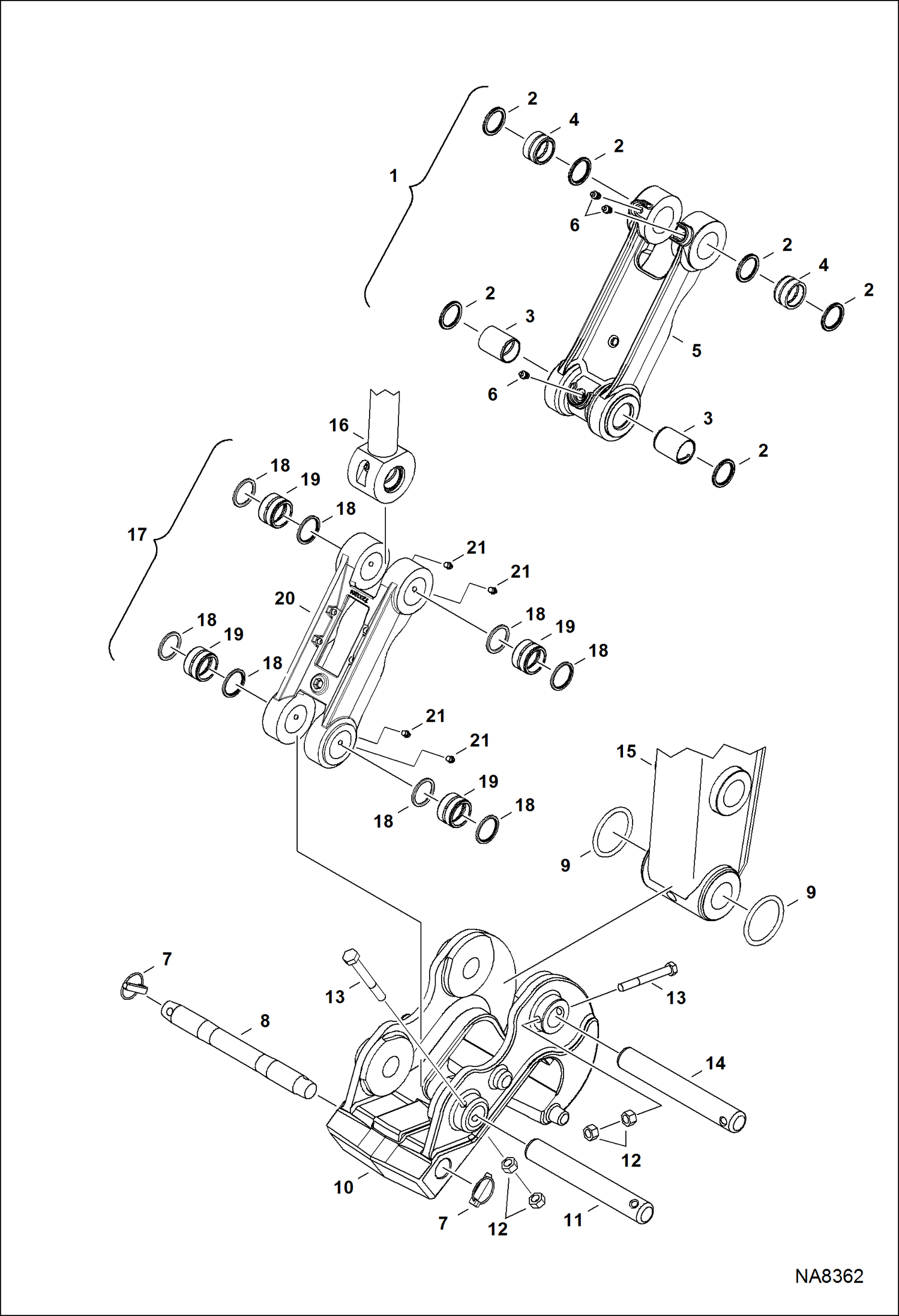 Схема запчастей Bobcat E42 - BUCKET LINK (Pin-On X-Change) WORK EQUIPMENT