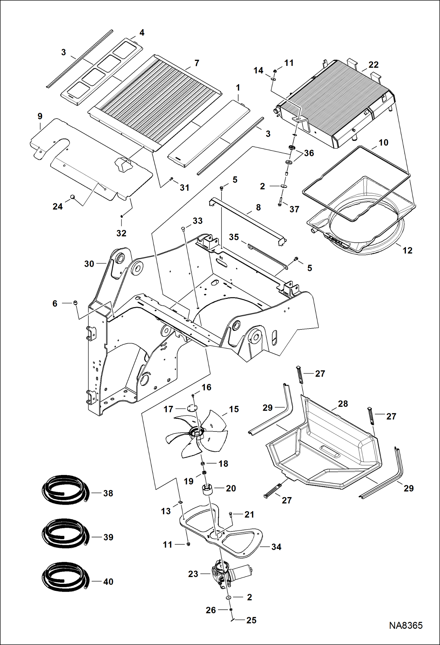 Схема запчастей Bobcat S-Series - COOLING SYSTEM POWER UNIT