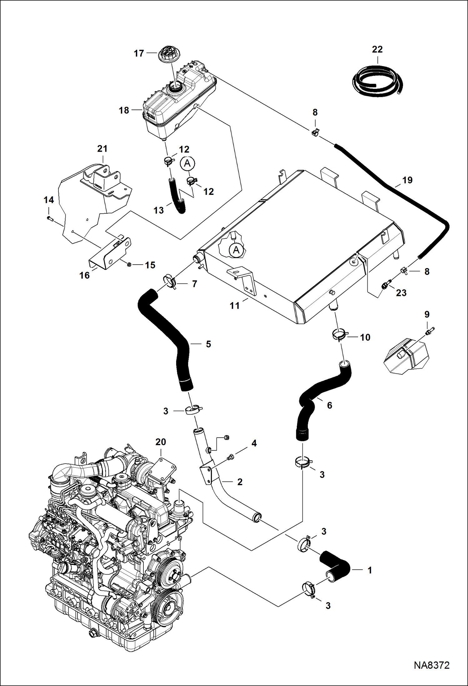 Схема запчастей Bobcat S-Series - ENGINE & ATTACHING PARTS (Radiator Water Exchanger) POWER UNIT