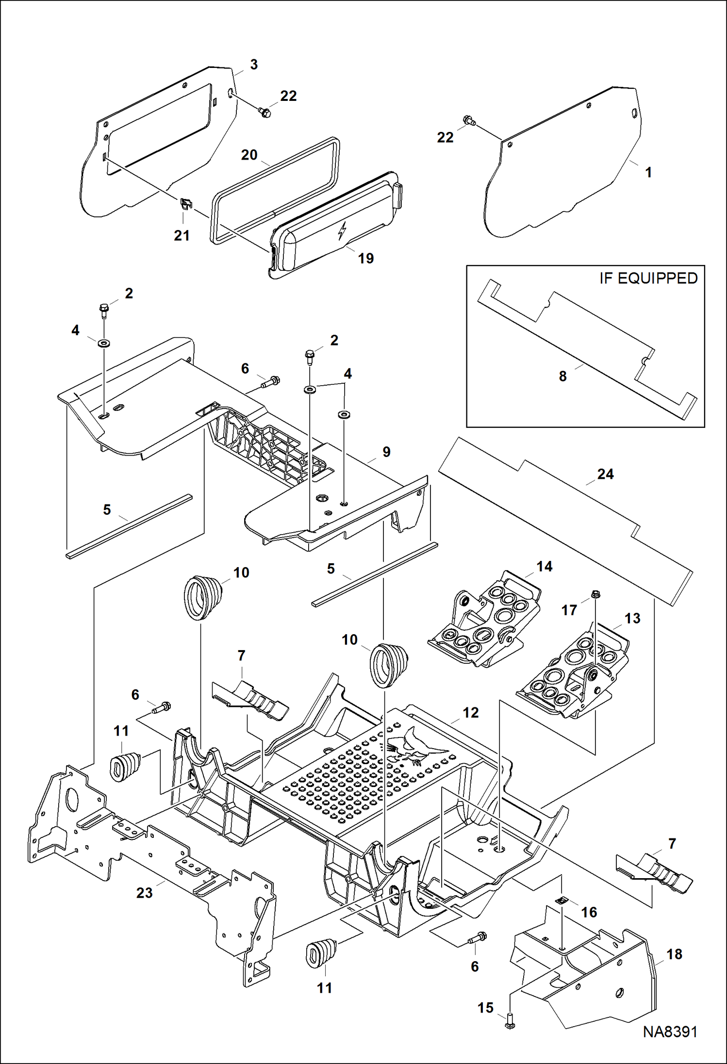 Схема запчастей Bobcat T-Series - PANELS (Floor Pan) (Manual Controls, AHC & ACS) MAIN FRAME