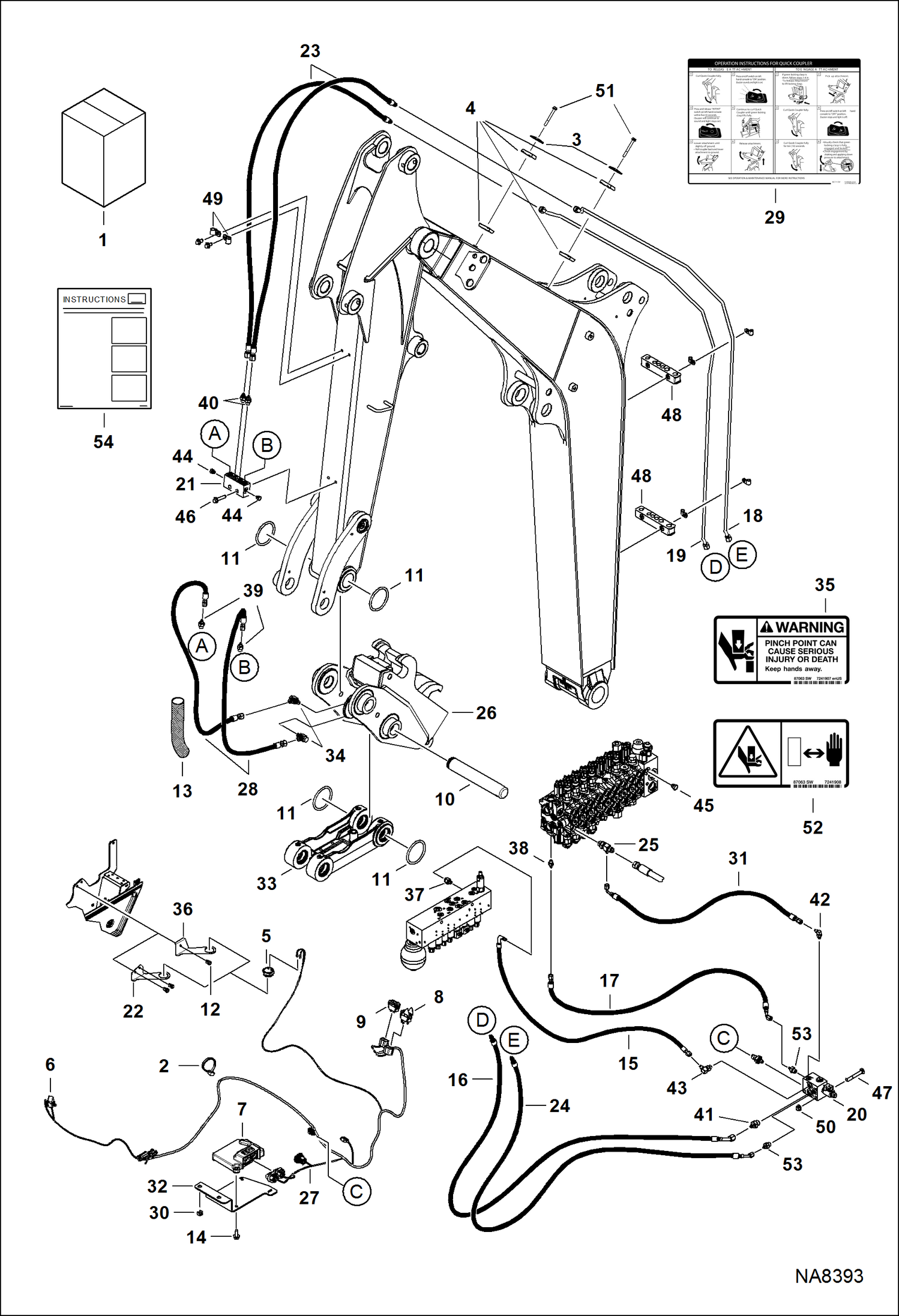 Схема запчастей Bobcat E42 - PIN GRABBER QUICK COUPLER (Kit) ACCESSORIES & OPTIONS