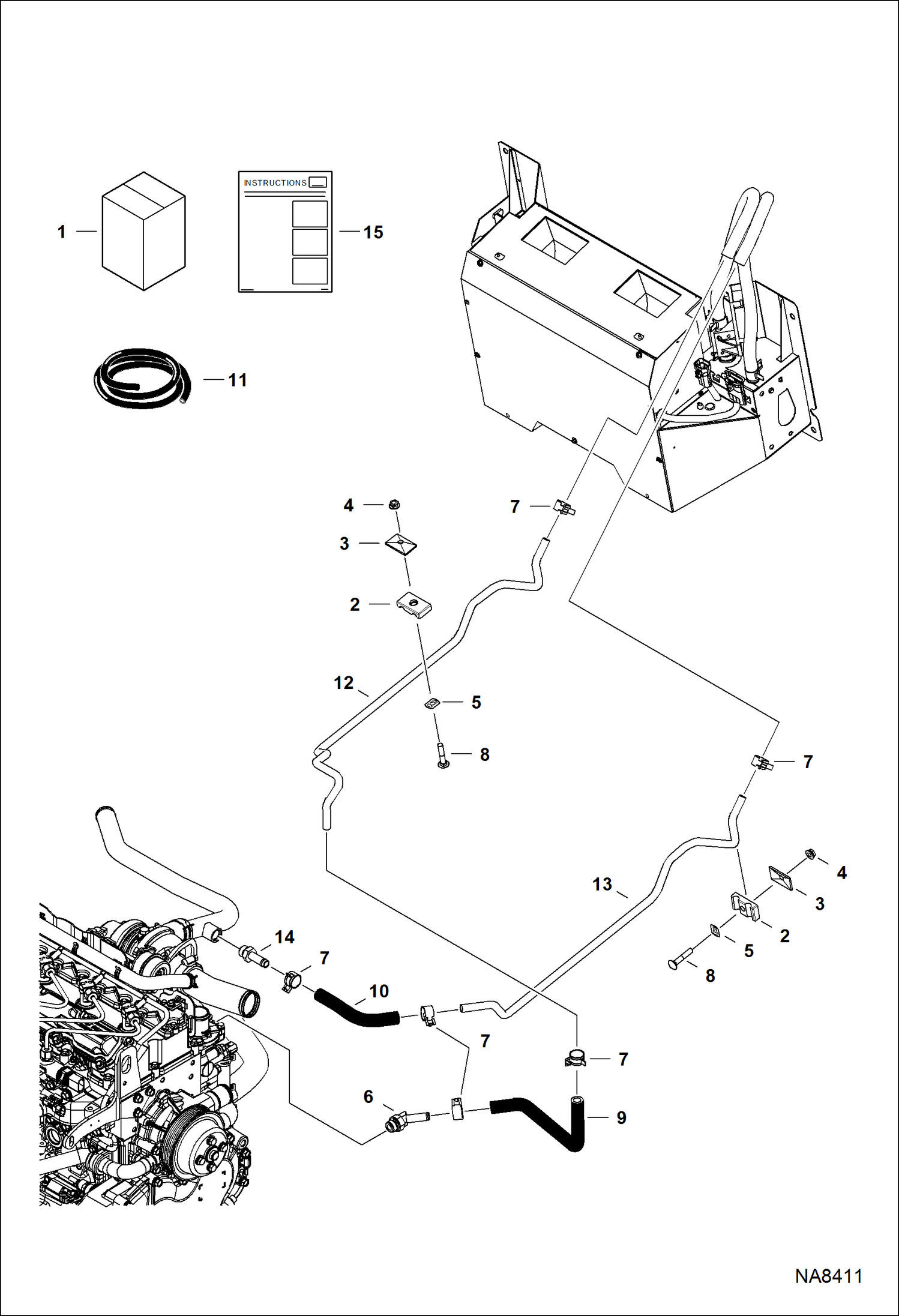 Схема запчастей Bobcat S-Series - HEATER (Heater Plumbing Kit) ACCESSORIES & OPTIONS