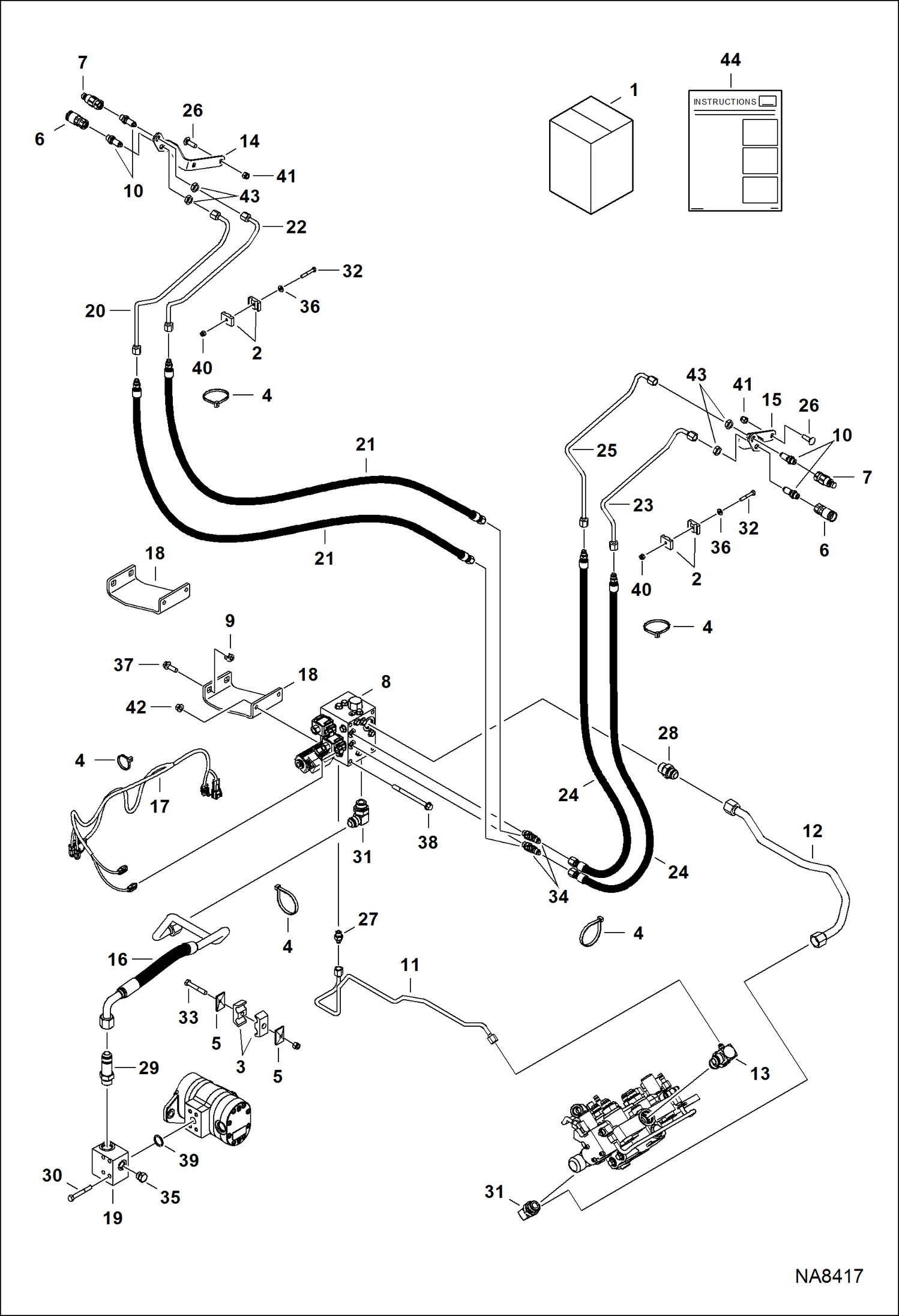 Схема запчастей Bobcat S-Series - REAR AUXILLARY KIT ACCESSORIES & OPTIONS