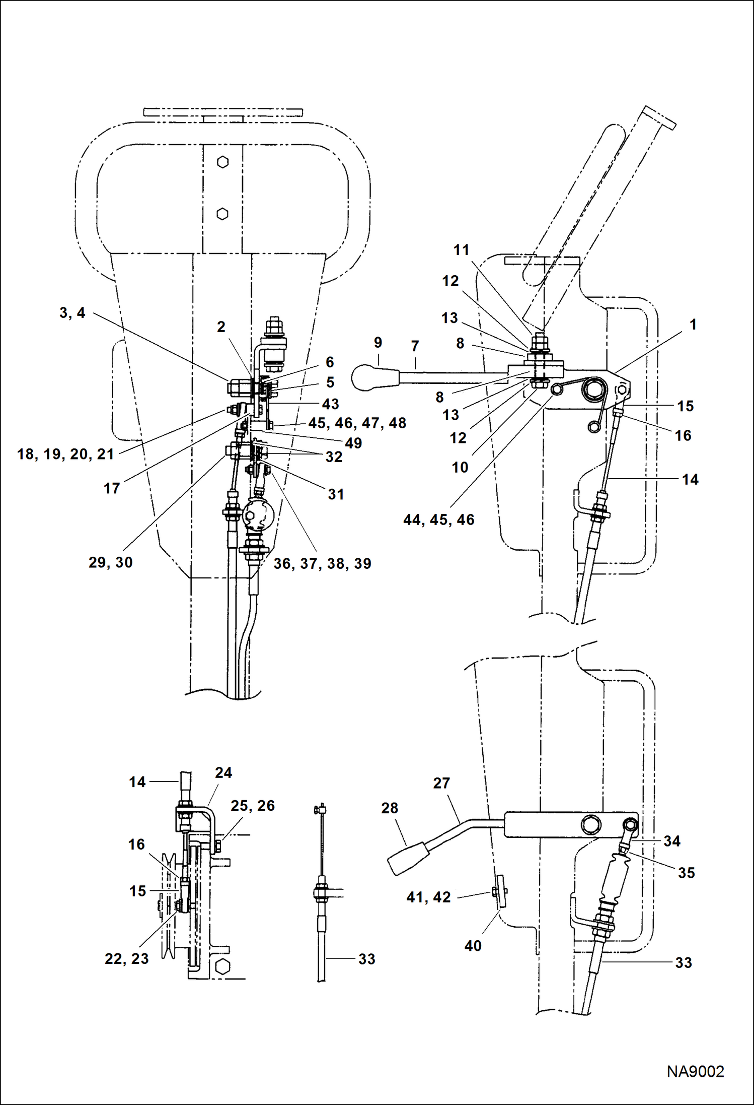 Схема запчастей Bobcat DOUBLE DRUM ROLLER - VIBRATION LEVER/THROTTLE LEVER MAIN FRAME