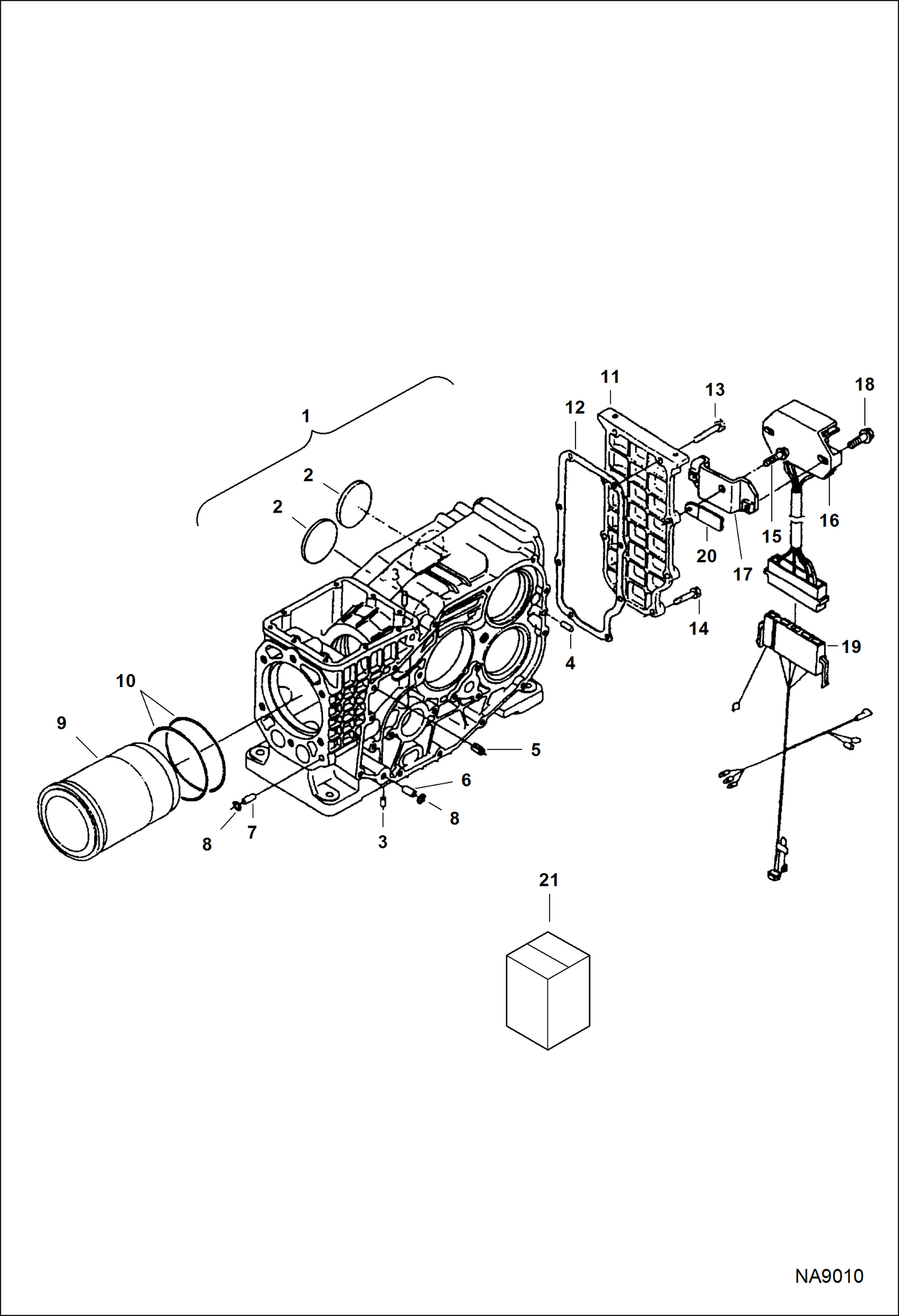 Схема запчастей Bobcat DOUBLE DRUM ROLLER - ENGINE (Crankcase) POWER UNIT