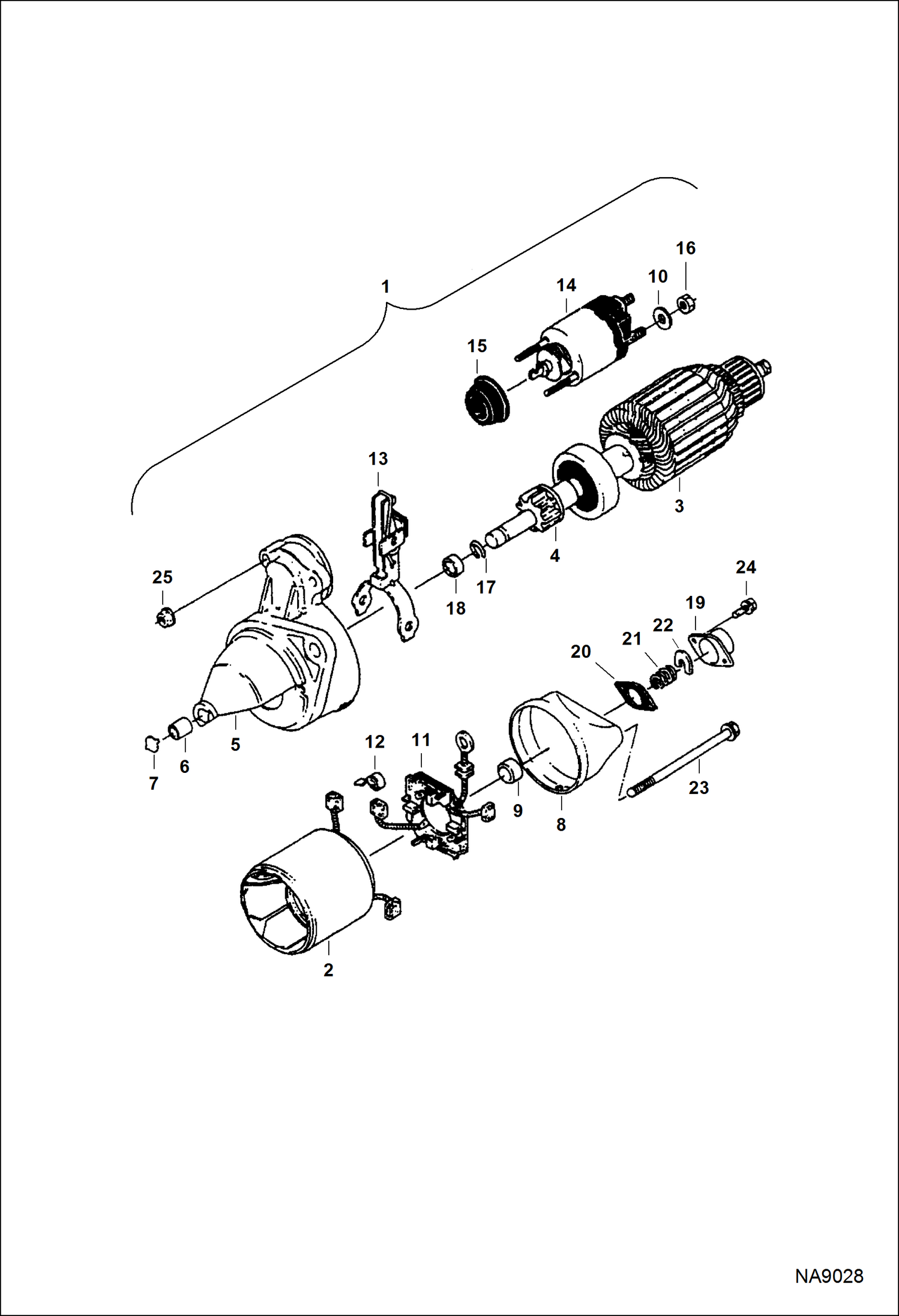 Схема запчастей Bobcat DOUBLE DRUM ROLLER - ENGINE (Starter) POWER UNIT