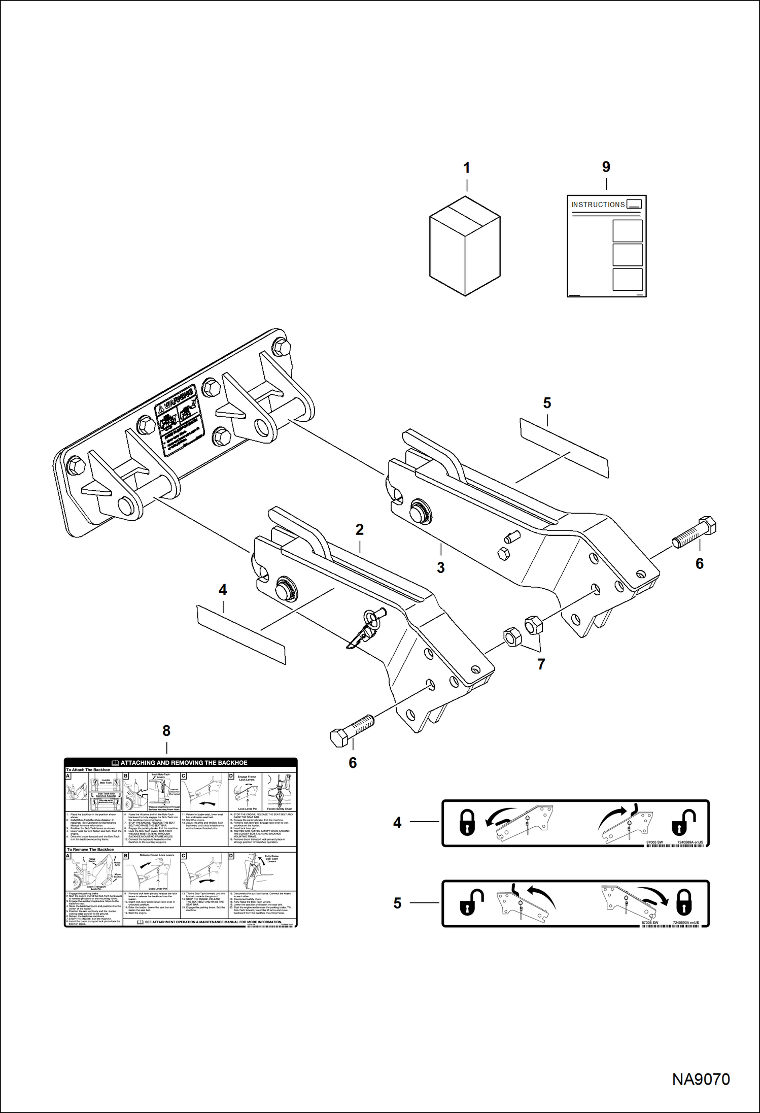 Схема запчастей Bobcat BACKHOE - BACKHOE (Latch Kit) (8811 A558 & B393) 811/8811 BACKHOE