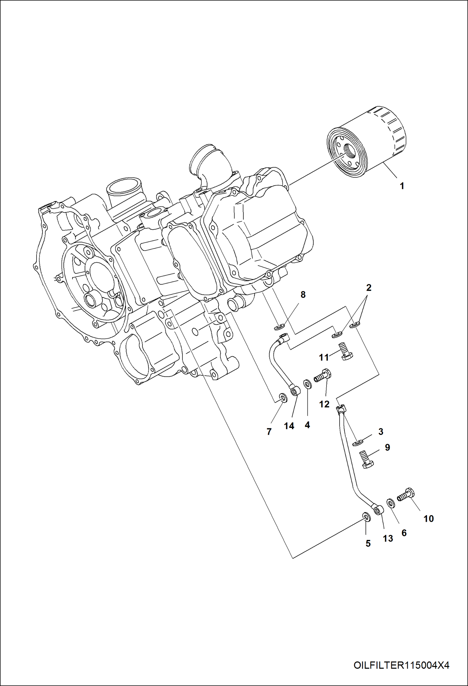 Схема запчастей Bobcat 3400 - ENGINE, OIL FILTER POWER UNIT