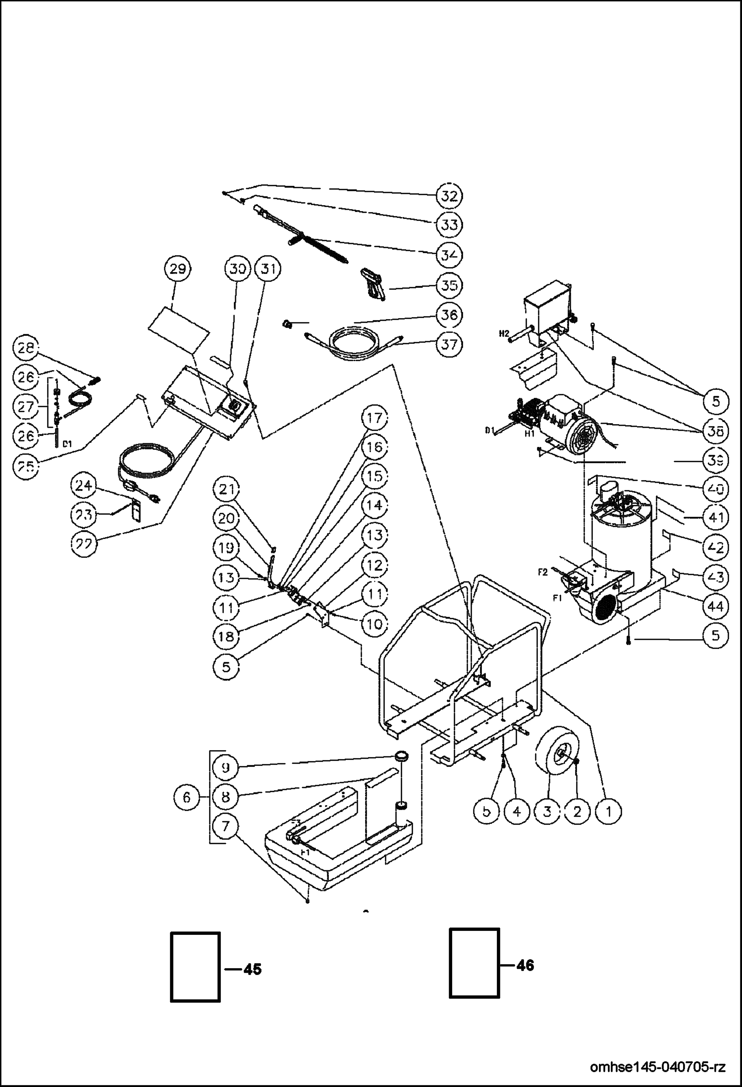 Схема запчастей Bobcat PRESSURE WASHER - FRAME ASSEMBLY FRAME