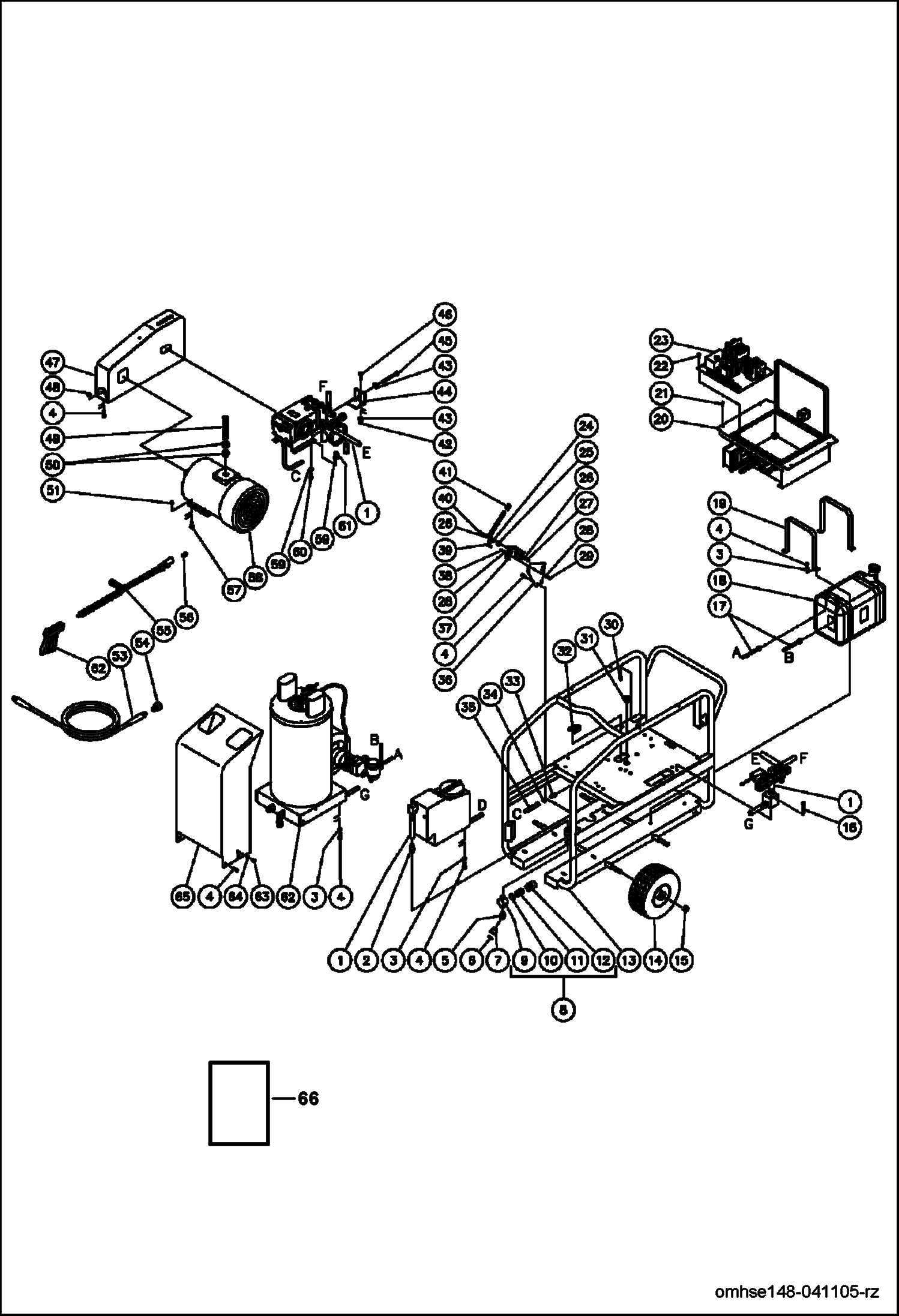 Схема запчастей Bobcat PRESSURE WASHER - FRAME ASSEMBLY FRAME