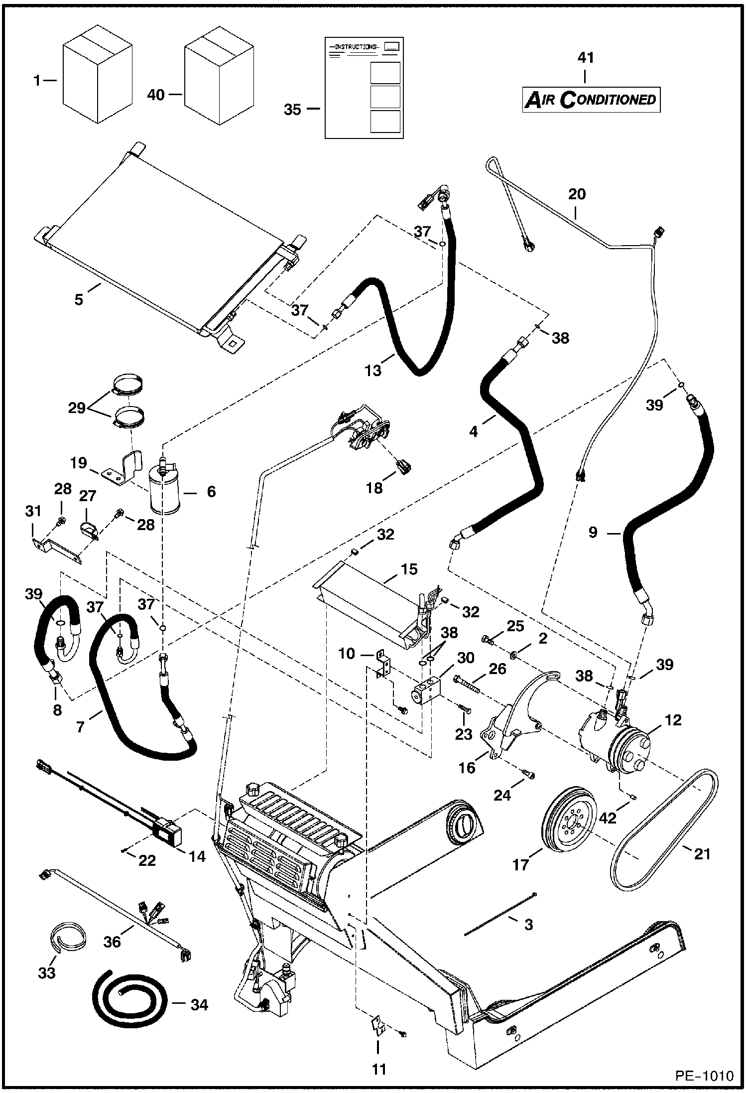 Схема запчастей Bobcat 800s - HEATER & A/C (A/C Kit) ACCESSORIES & OPTIONS