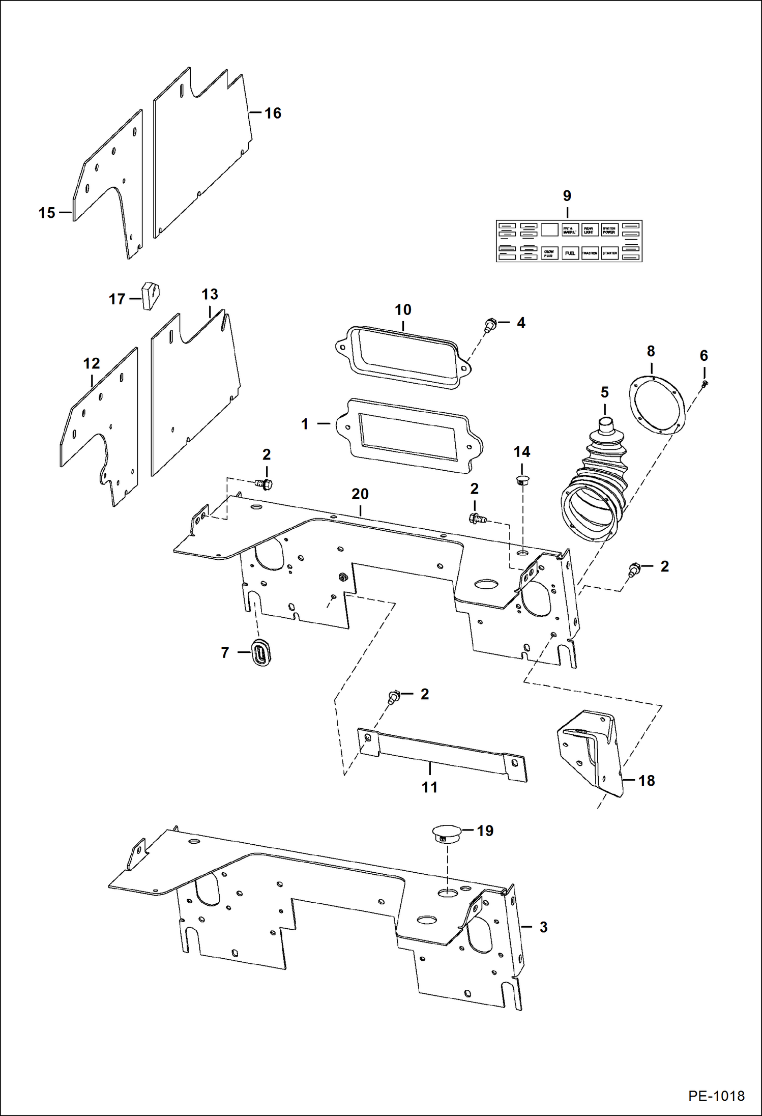 Схема запчастей Bobcat 700s - PANELS MAIN FRAME