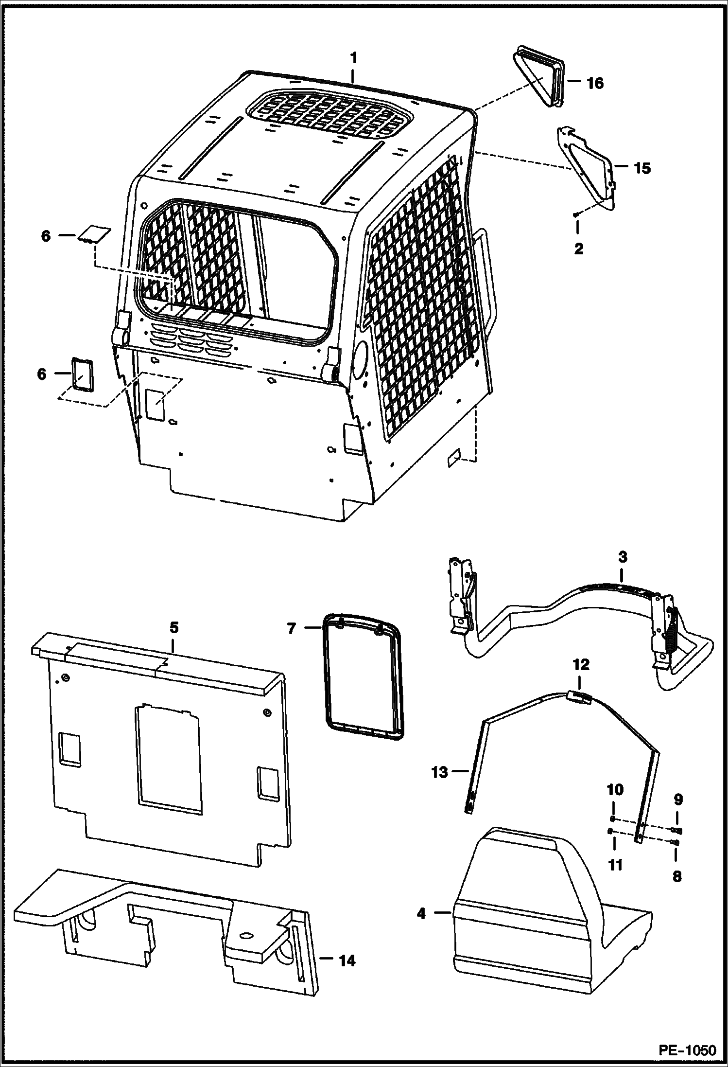 Схема запчастей Bobcat T-Series - OPERATOR CAB MAIN FRAME