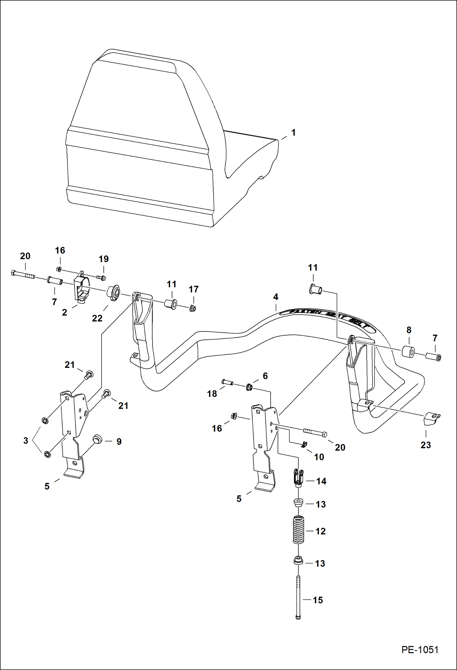 Схема запчастей Bobcat 800s - SEAT & SEAT BAR MAIN FRAME