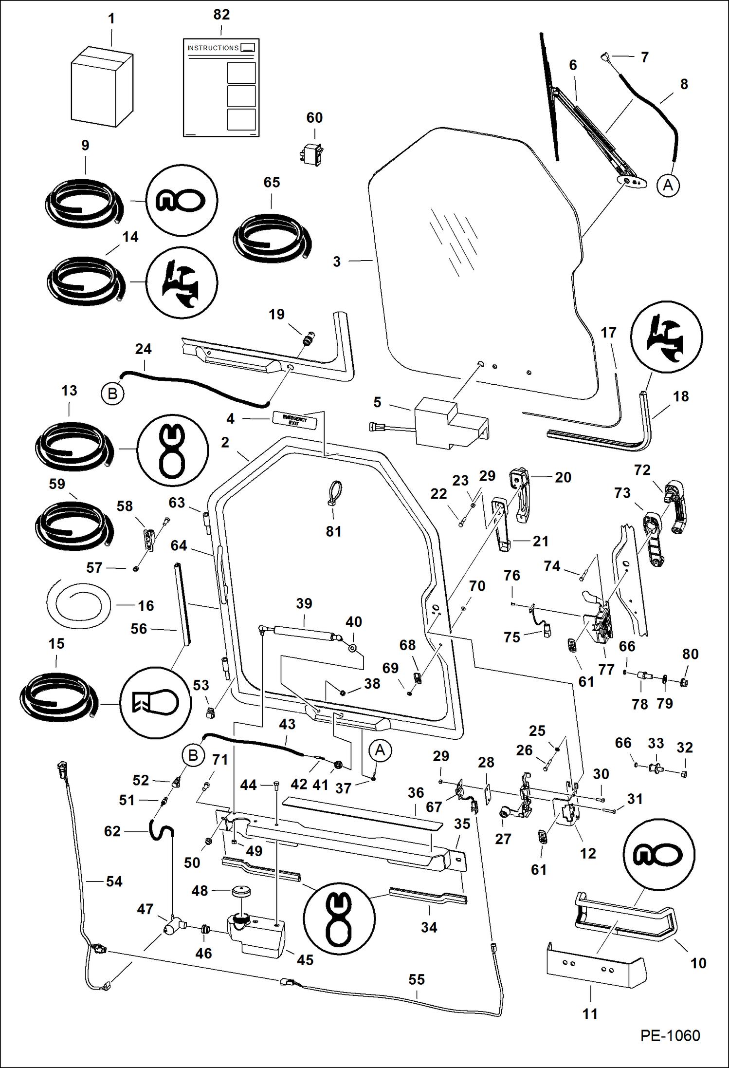 Схема запчастей Bobcat 700s - CAB DOOR ACCESSORIES & OPTIONS