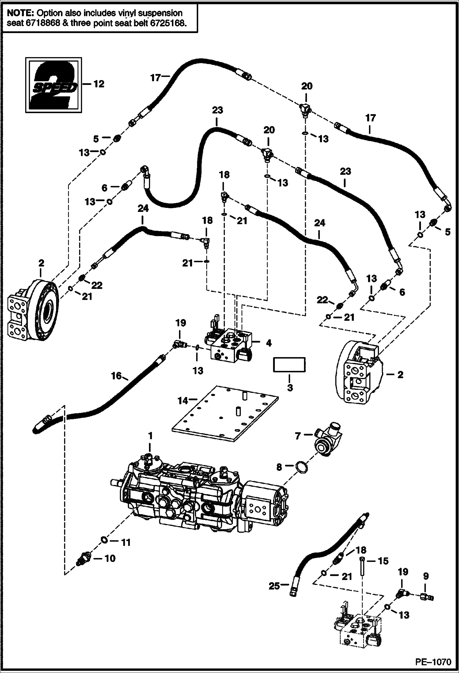 Схема запчастей Bobcat 800s - HYDROSTATIC CIRCUITRY (2-Speed Option) HYDROSTATIC SYSTEM