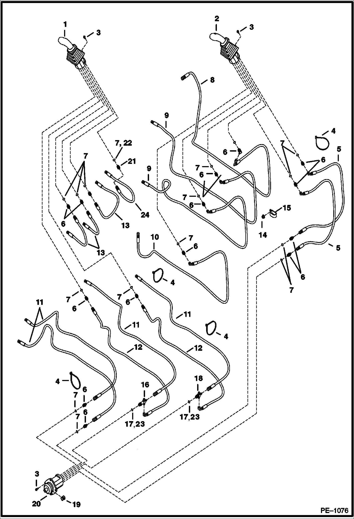 Схема запчастей Bobcat 337 - HYDRAULIC CIRCUITRY (Joysticks) HYDRAULIC SYSTEM