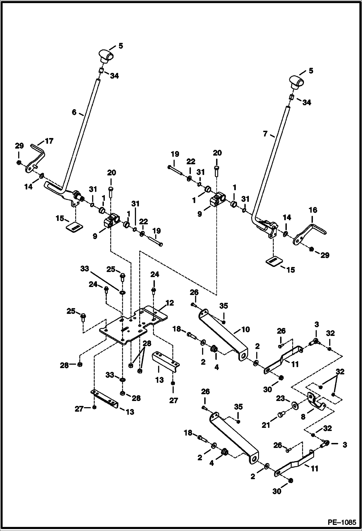 Схема запчастей Bobcat 337 - CONTROLS - TRAVEL (S/N 233312194 & Below, 233212283 & Below) CONTROLS