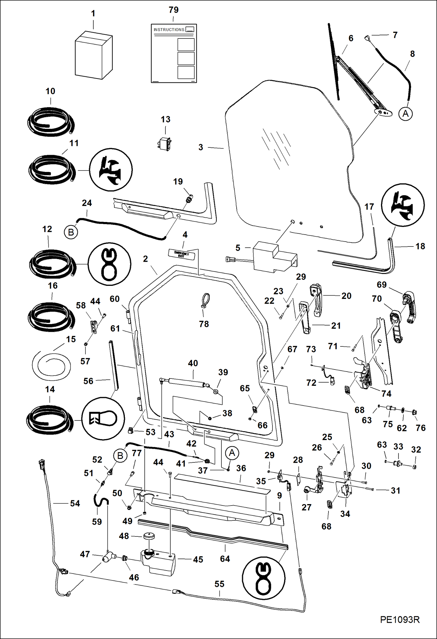 Схема запчастей Bobcat 700s - CAB DOOR ACCESSORIES & OPTIONS