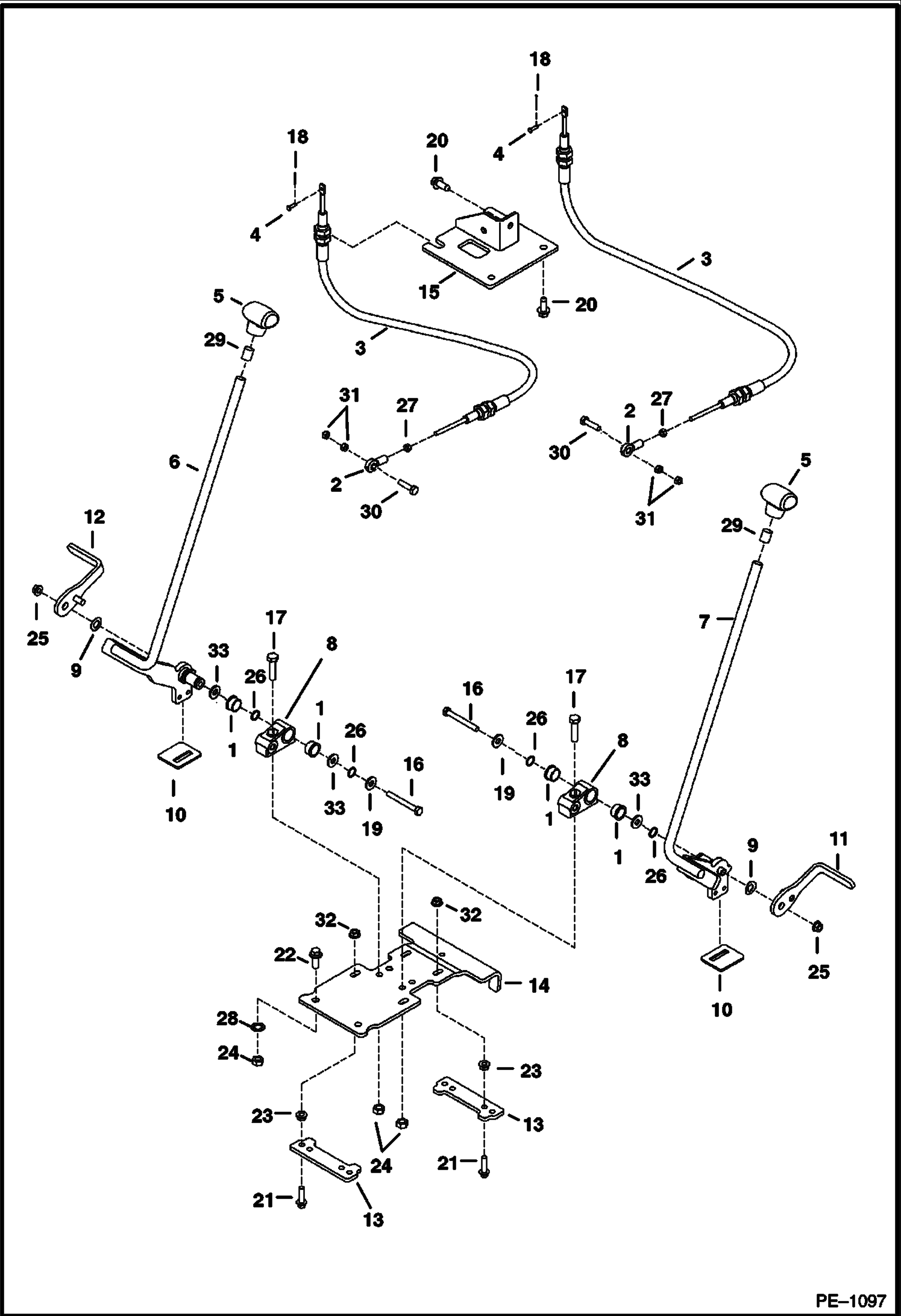 Схема запчастей Bobcat 334 - CONTROL (Travel) (S/N 232513852, 232711625 and 232612839 & Below) CONTROLS