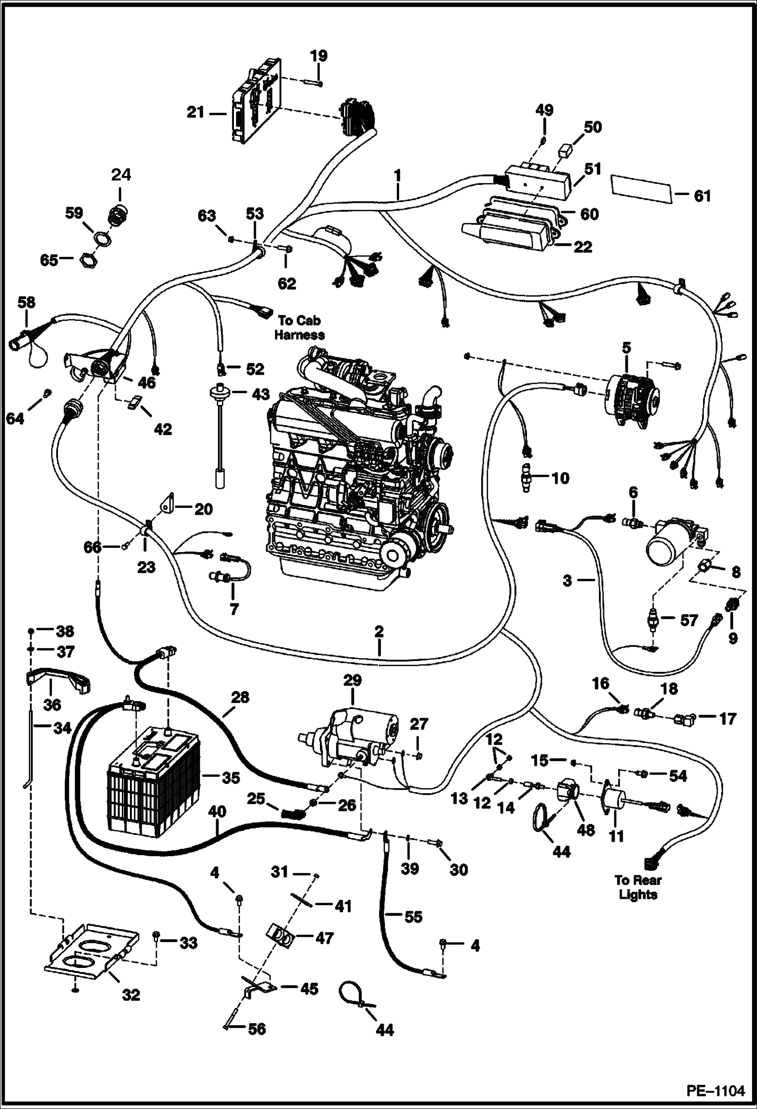 Схема запчастей Bobcat 700s - ENGINE ELECTRICAL CIRCUITRY (S/N 500K10038 & Below, 517617999 & Below, 518019999 & Below, 518111999 & Below, 519015999 & Below, 519211999 & Below) ELECTRICAL SYSTEM