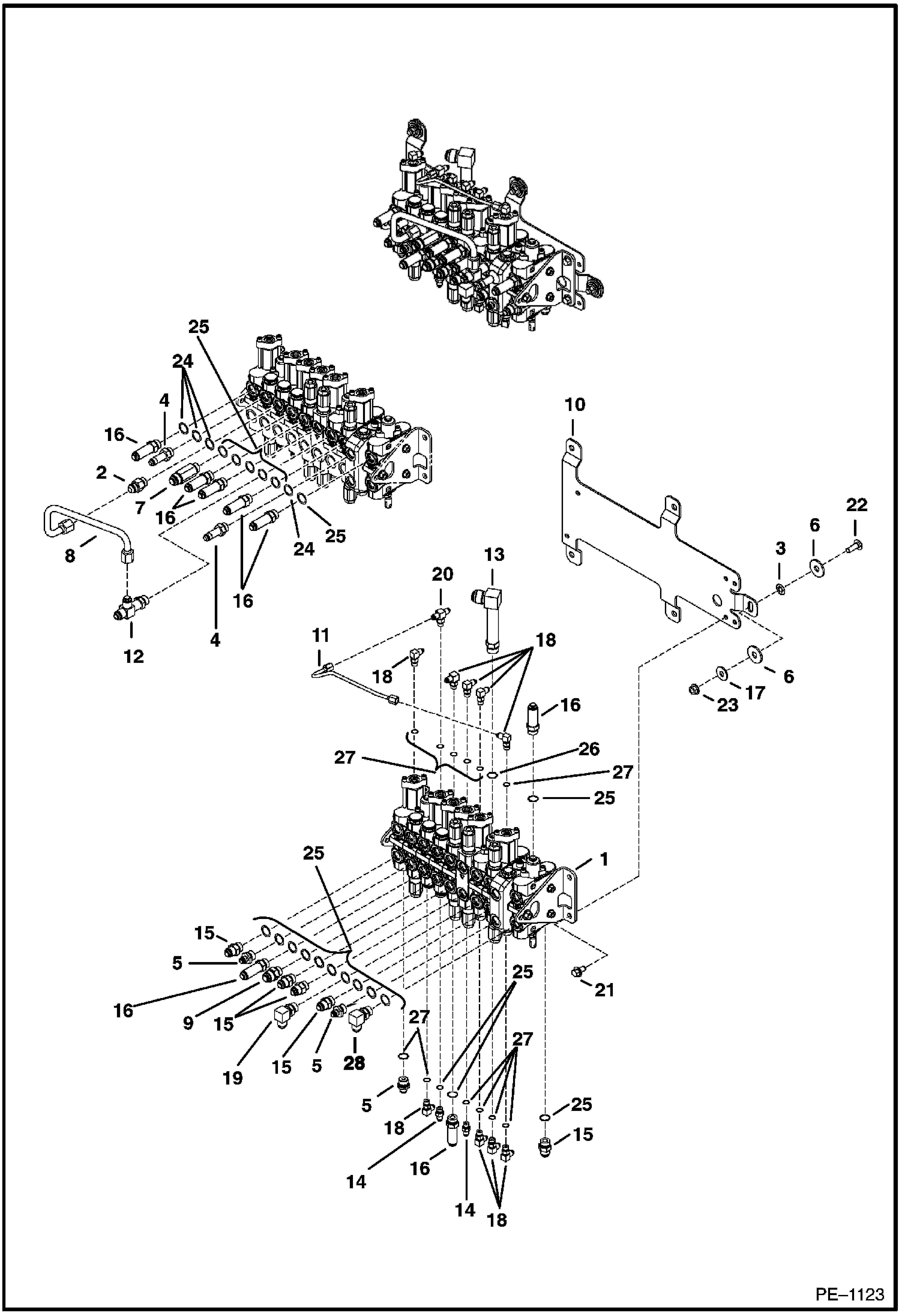 Схема запчастей Bobcat 325 - CONTROL VALVE (Mounting & Fittings) (S/N 232312386 & Below, 232412117 & Below, 232412128 & 12129) HYDRAULIC SYSTEM