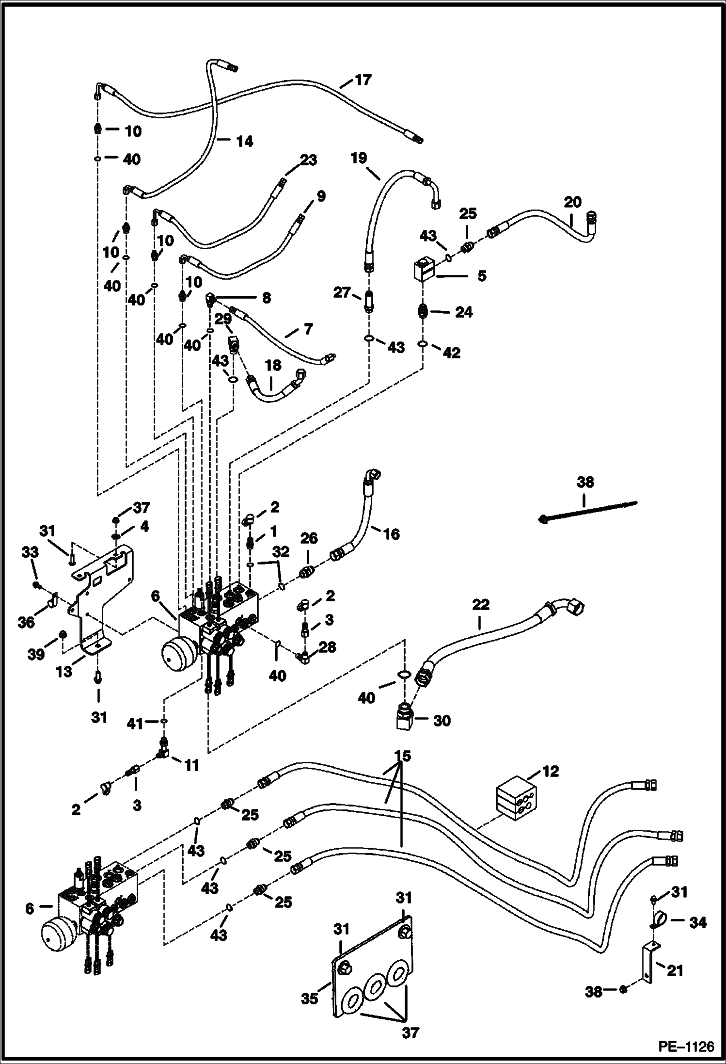 Схема запчастей Bobcat 325 - HYDRAULIC CIRCUITRY (S/N 232312386 & Below and 232412129 & Below) HYDRAULIC SYSTEM