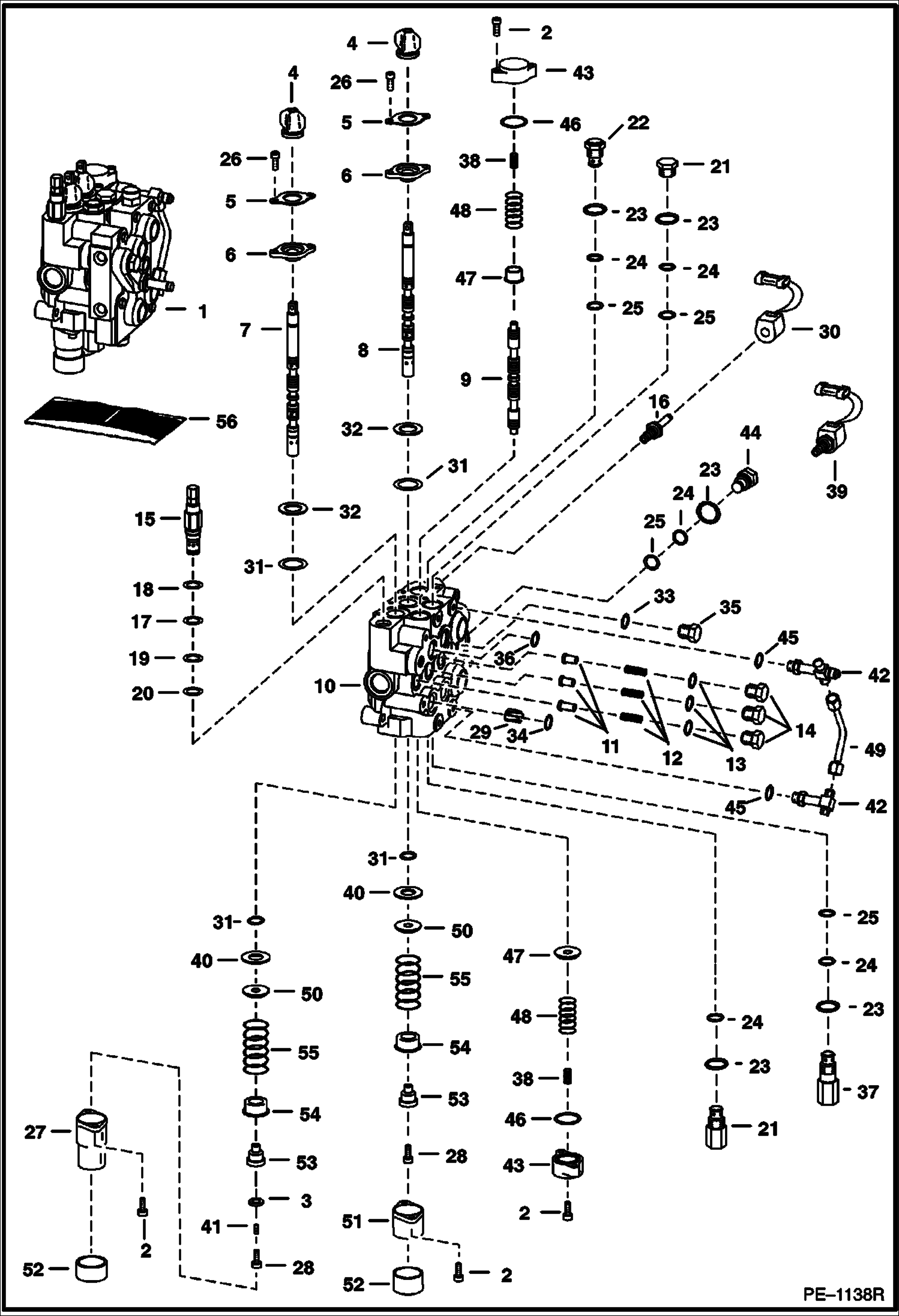 Схема запчастей Bobcat S-Series - HYDRAULIC CONTROL VALVE (ACS W/BICS) S/N 5252 14999 & Bel, 5253 14999 & Bel, 5250 14999 & Bel, 5251 14999 & Bel HYDRAULIC SYSTEM