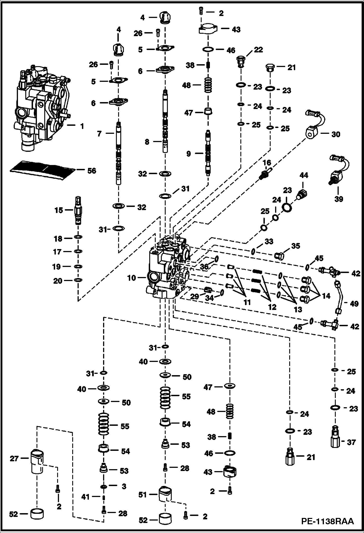 Схема запчастей Bobcat T-Series - HYDRAULIC CONTROL VALVE HYDRAULIC SYSTEM