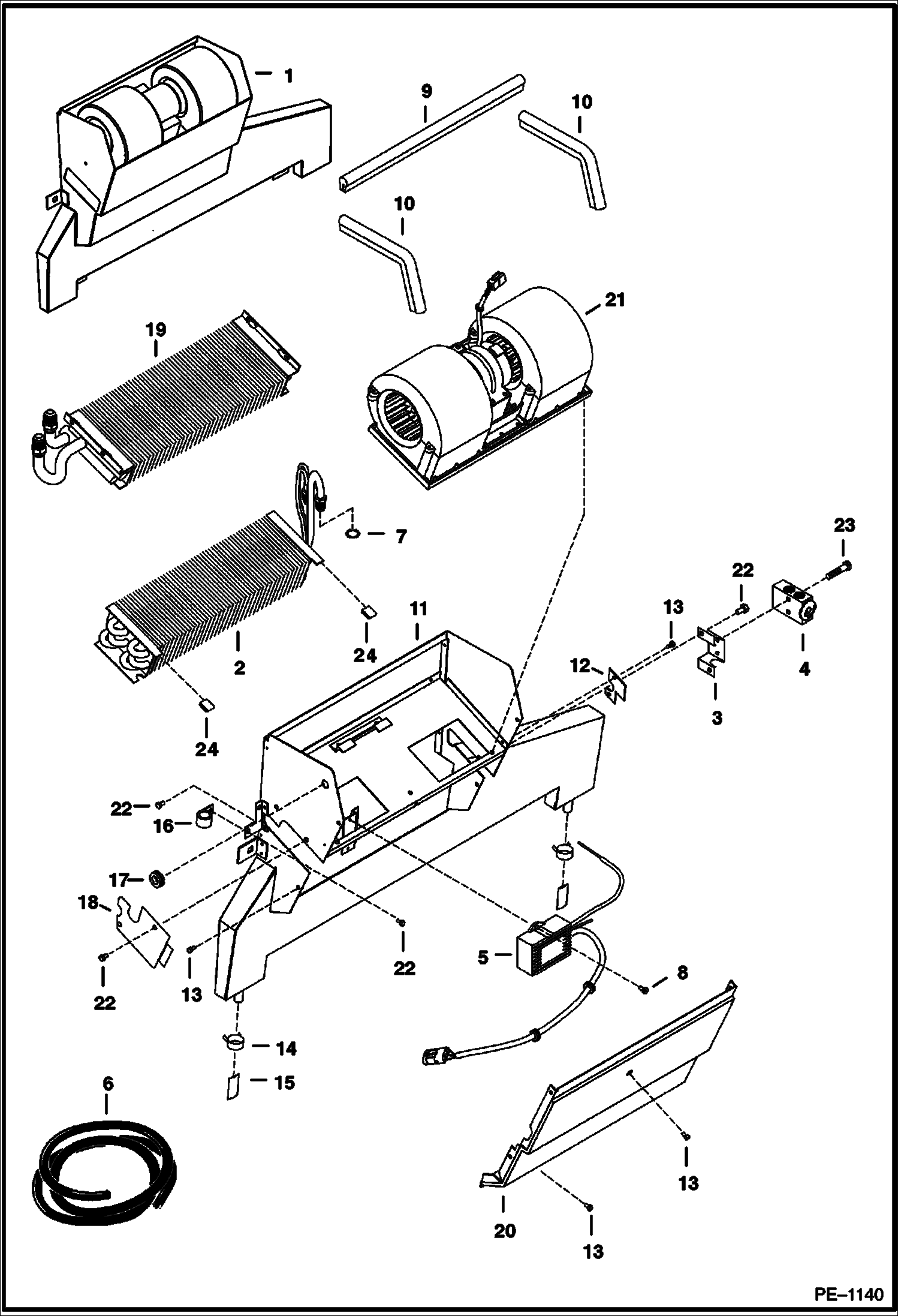 Схема запчастей Bobcat 800s - HEATER & A/C (HVAC Assembly) (S/N & Below) ACCESSORIES & OPTIONS