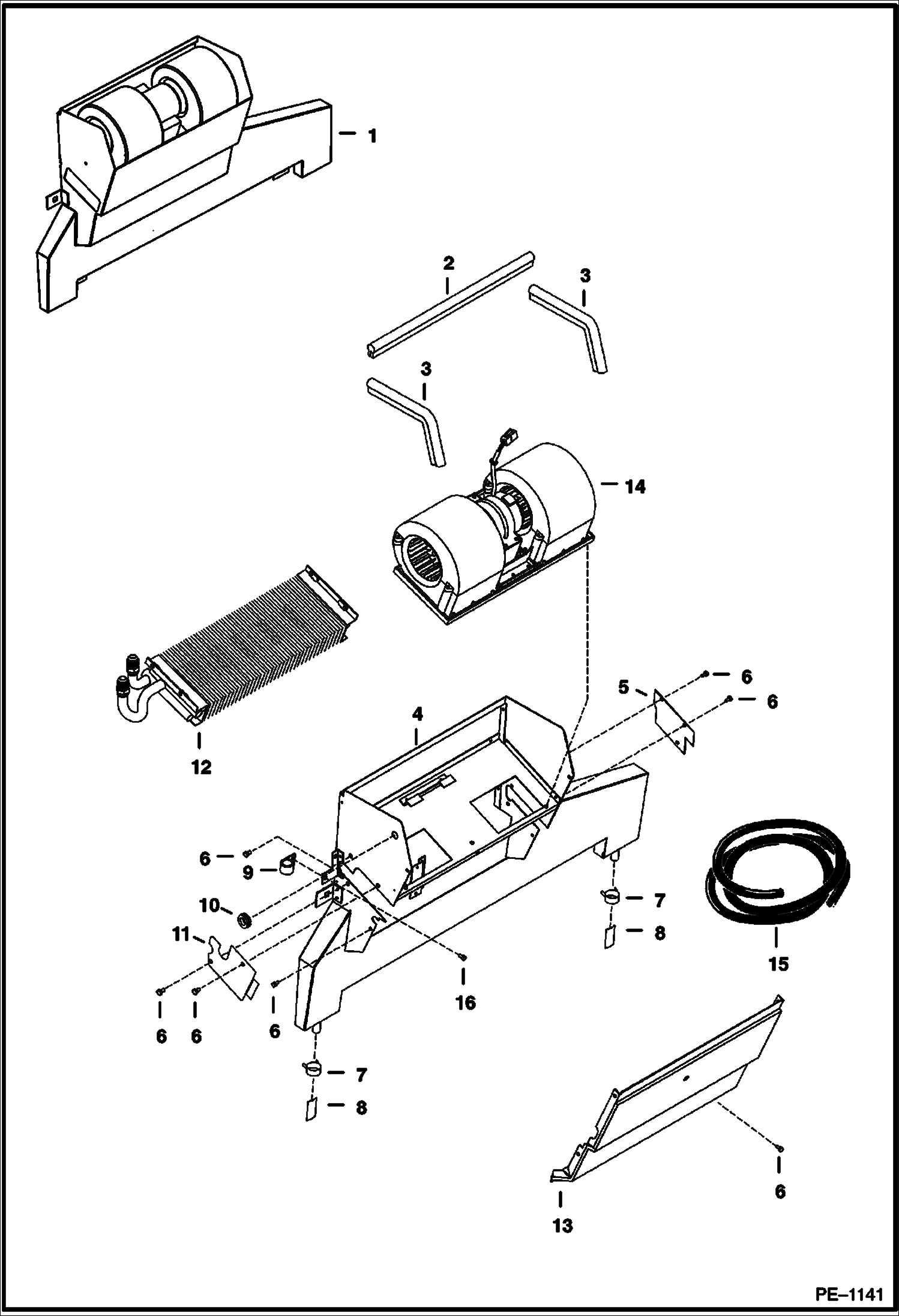 Схема запчастей Bobcat 800s - HEATER & A/C (Heater Assembly) (S/N & Below) ACCESSORIES & OPTIONS