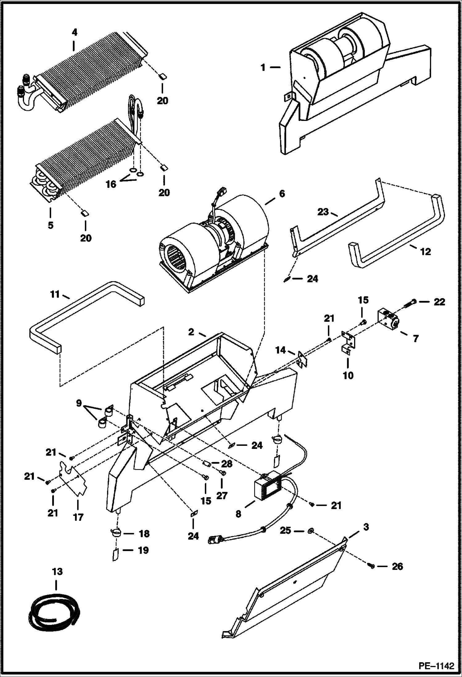 Схема запчастей Bobcat S-Series - HEATER & A/C (HVAC Assembly) (S185 - S/N 519011001 & Above, 519211001 & Above) ACCESSORIES & OPTIONS