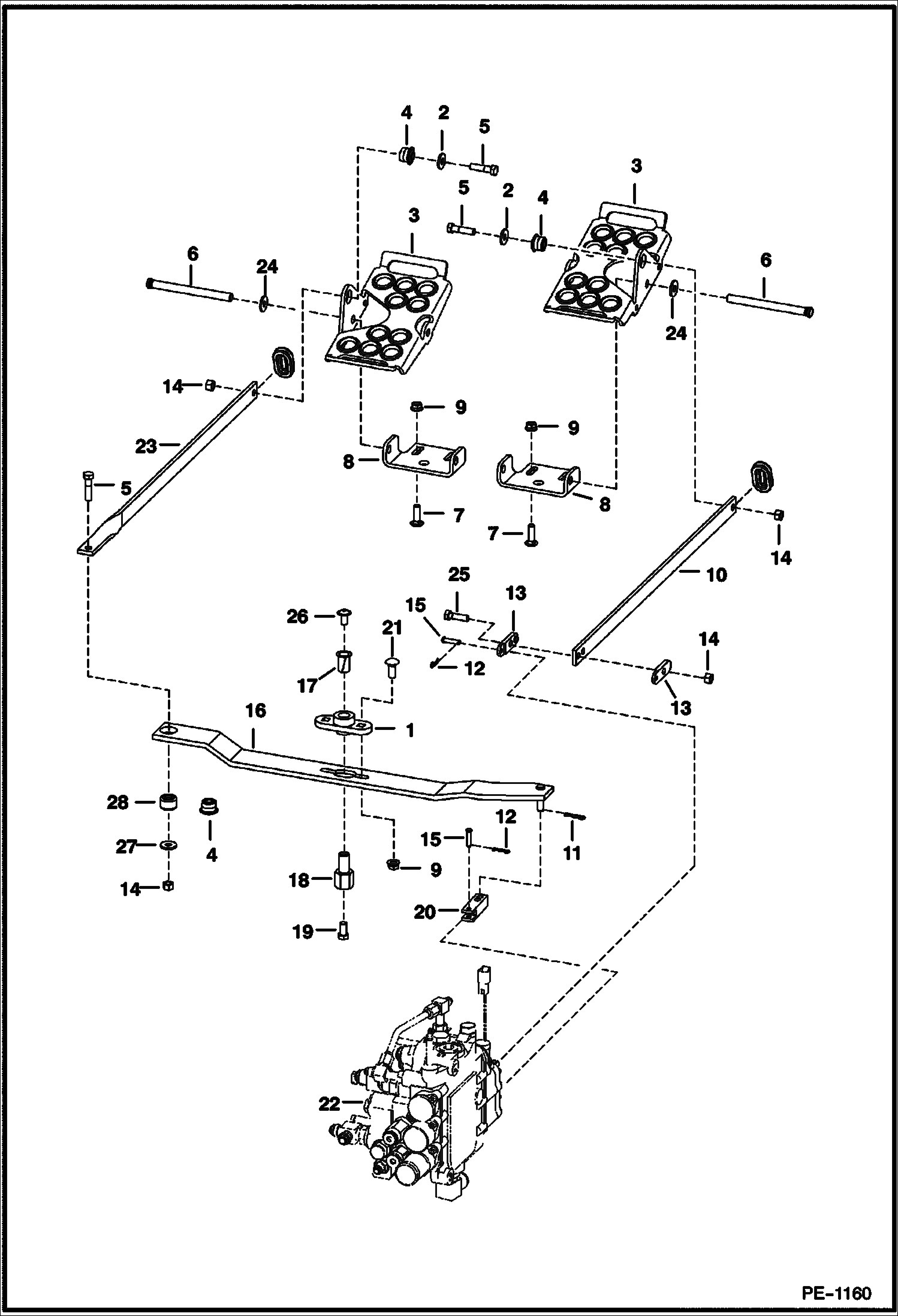 Схема запчастей Bobcat 800s - CONTROL PEDALS HYDRAULIC SYSTEM