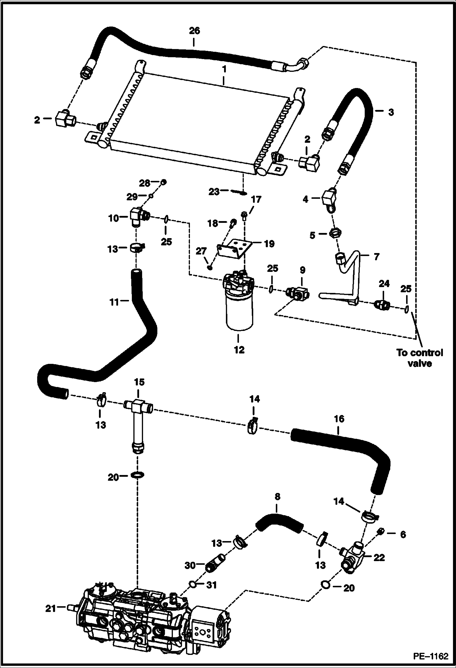 Схема запчастей Bobcat 800s - HYDROSTATIC CIRCUITRY (S/N for domestic high flow machines is 514446824-47220) (S/N 514447220, 514541039, 514641098 & Below) HYDROSTATIC SYSTEM