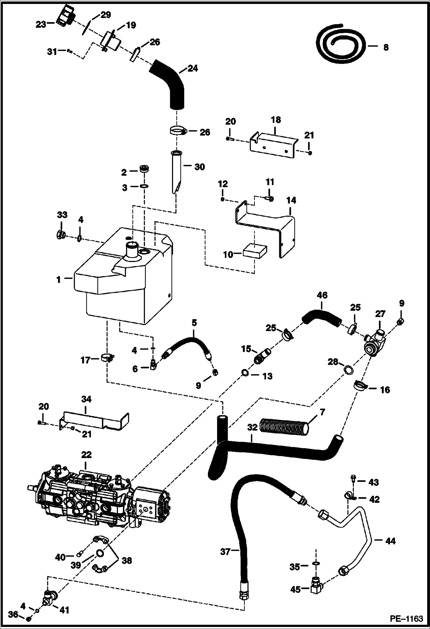 Схема запчастей Bobcat 800s - HYDROSTATIC CIRCUITRY (S/N 514441938, 514540073, 514640147 & Below) HYDROSTATIC SYSTEM