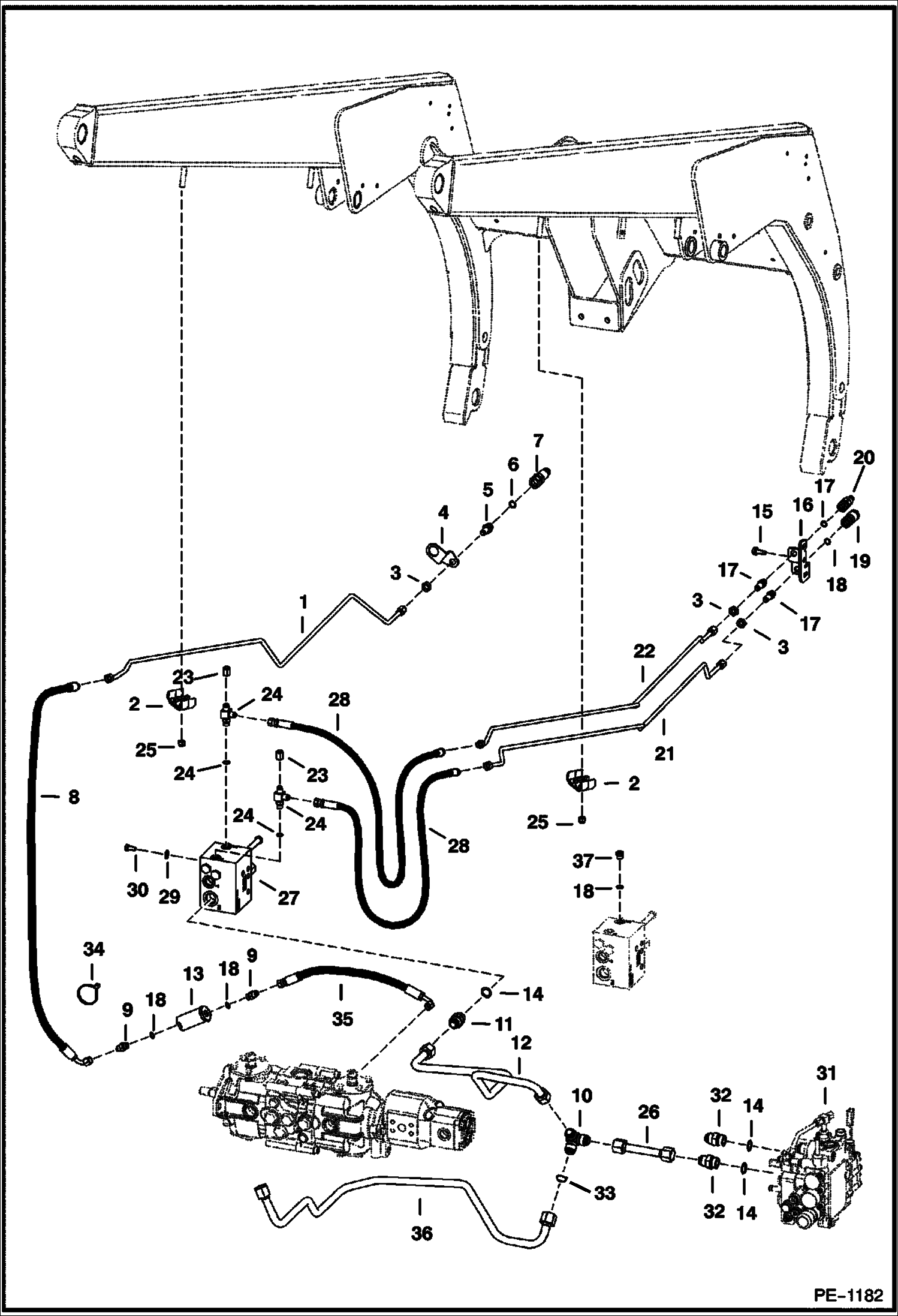 Схема запчастей Bobcat T-Series - HIGH HORSEPOWER HYDRAULICS (S/N 5189 16427, 5175 15146 & Below) HIGH FLOW HYDRAULICS