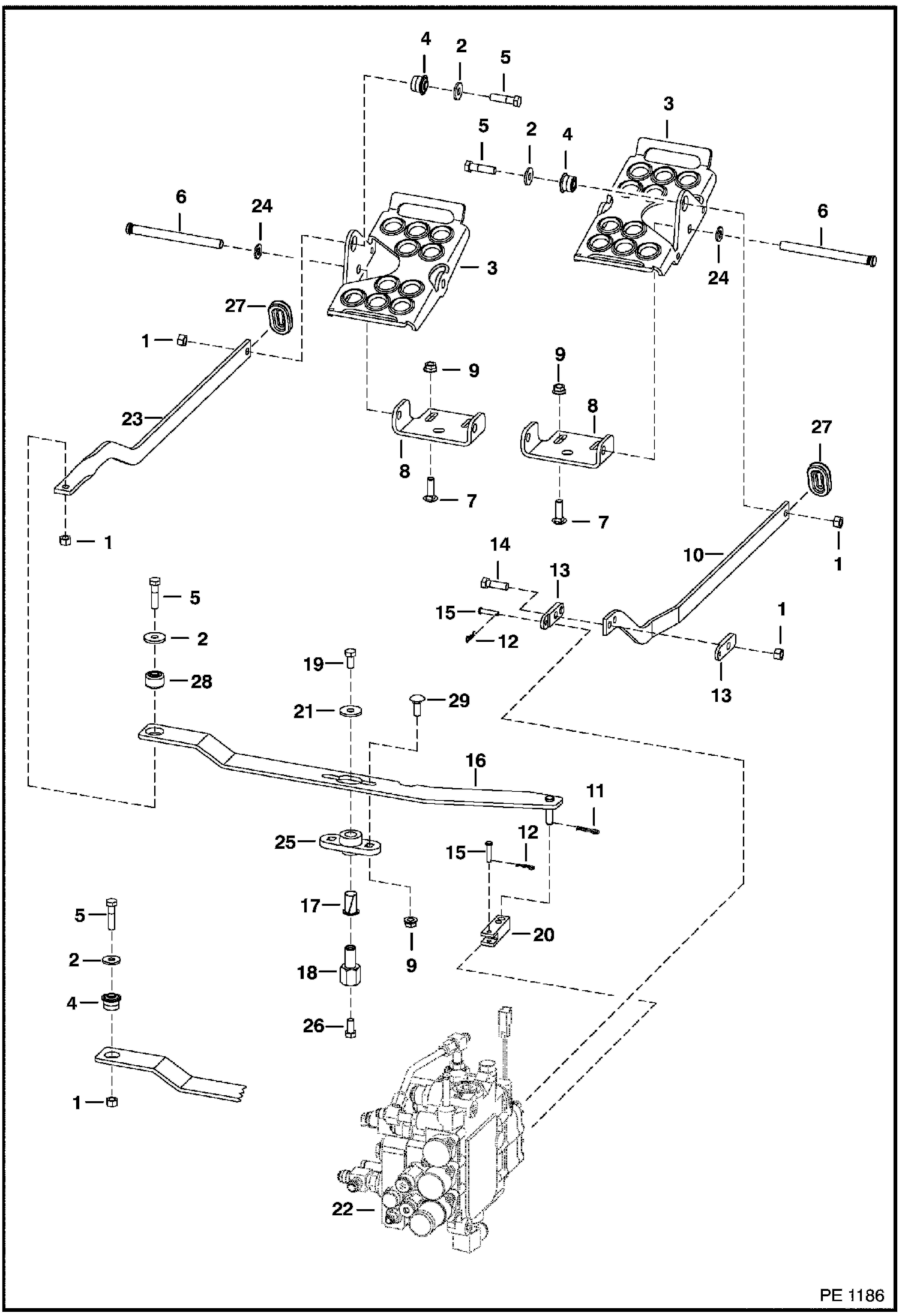 Схема запчастей Bobcat 800s - CONTROL PEDALS HYDRAULIC SYSTEM