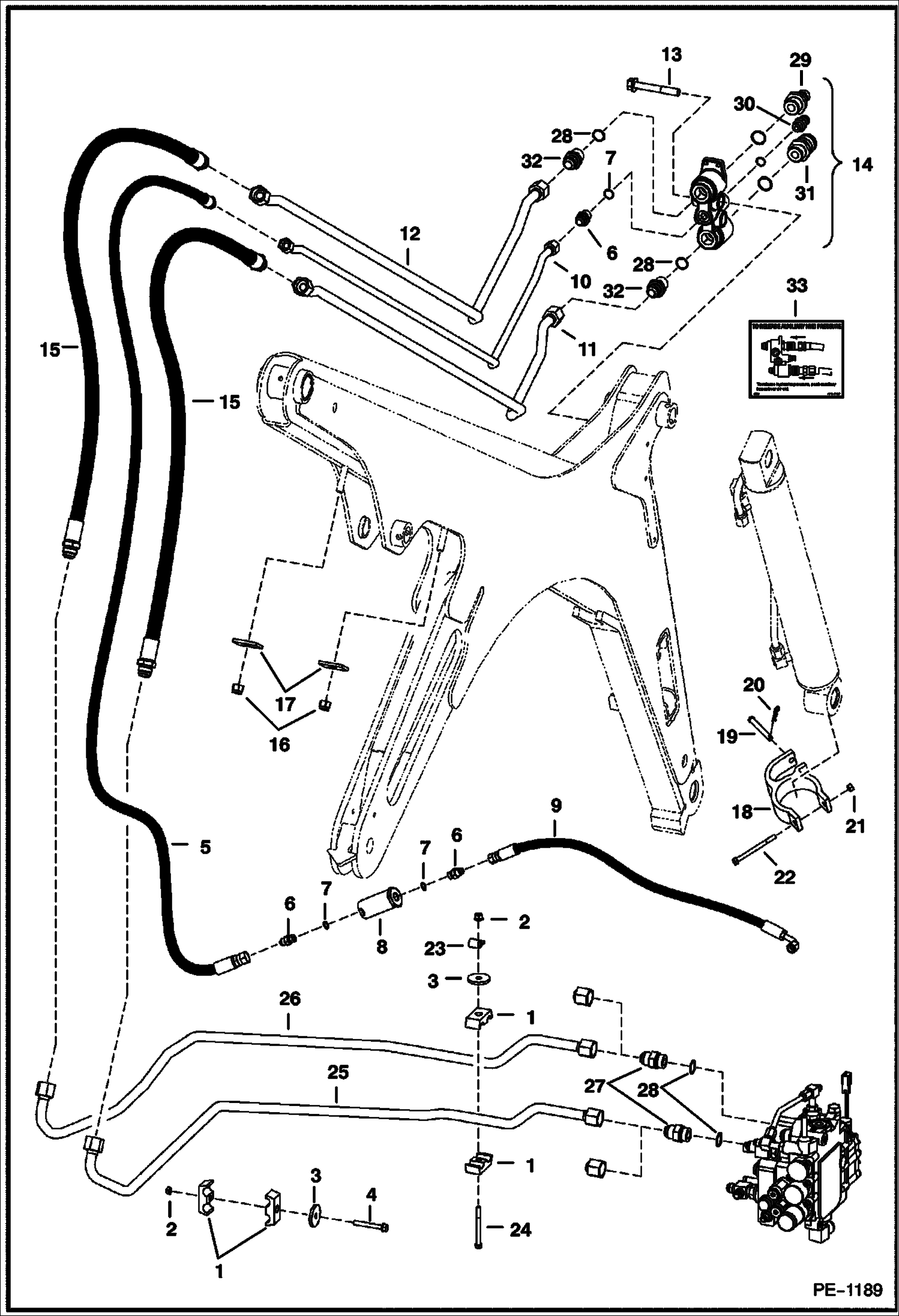 Схема запчастей Bobcat 800s - AUXILIARY HYDRAULICS (S/N & Above) HYDRAULIC SYSTEM