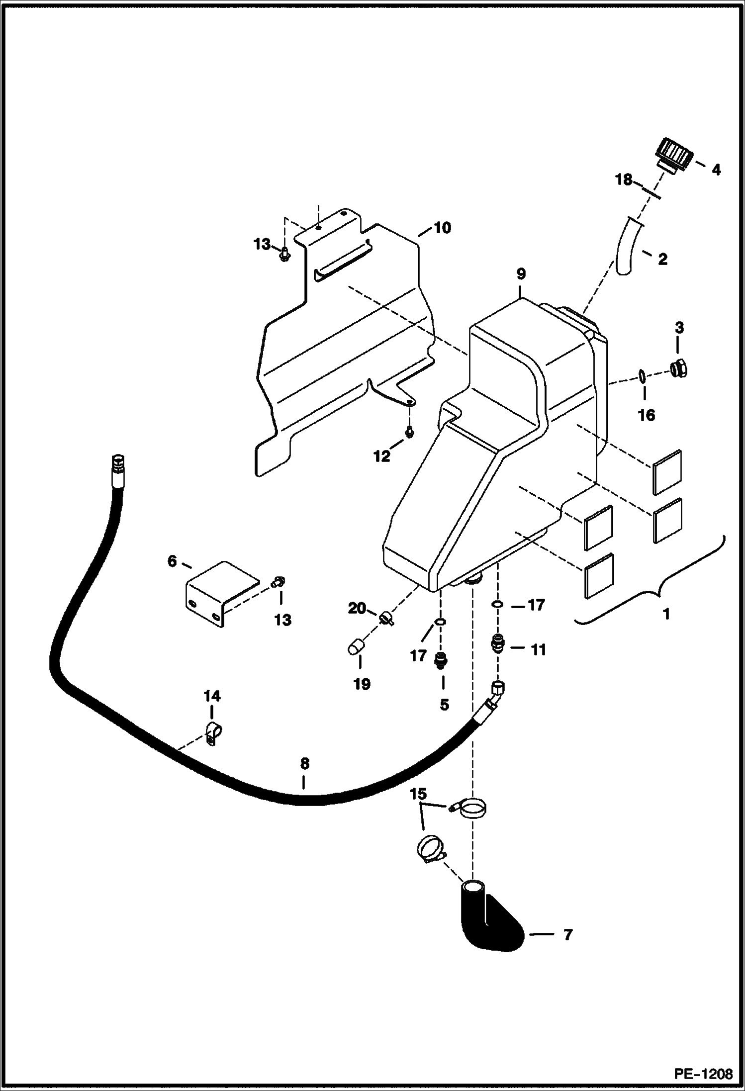 Схема запчастей Bobcat 334 - HYDRAULIC CIRCUITRY (Hydraulic Tank) HYDRAULIC SYSTEM