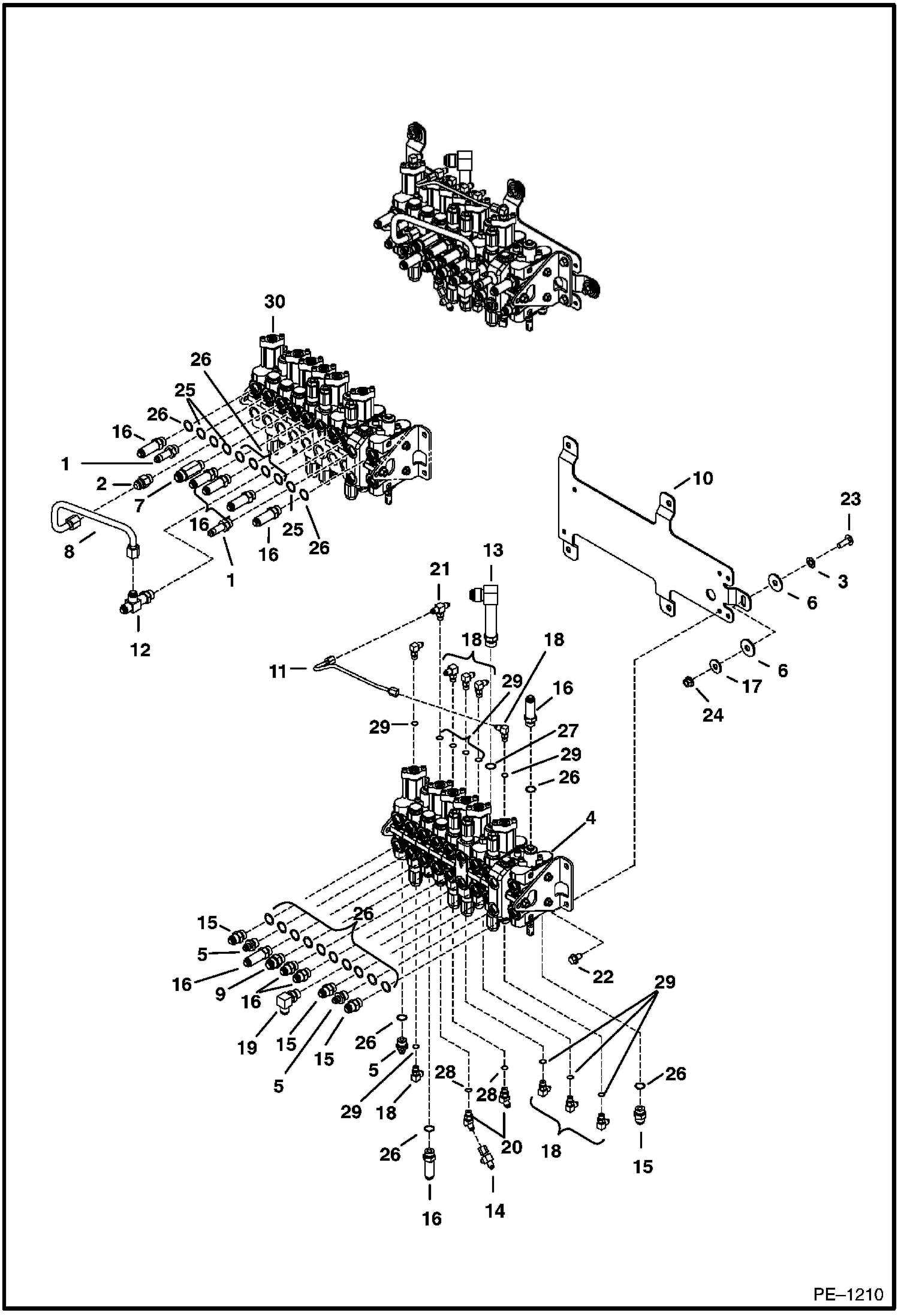 Схема запчастей Bobcat 331 - HYDRAULIC CONTROL VALVE (S/N 232512782, 232711433, 232612157 & Below) HYDRAULIC SYSTEM