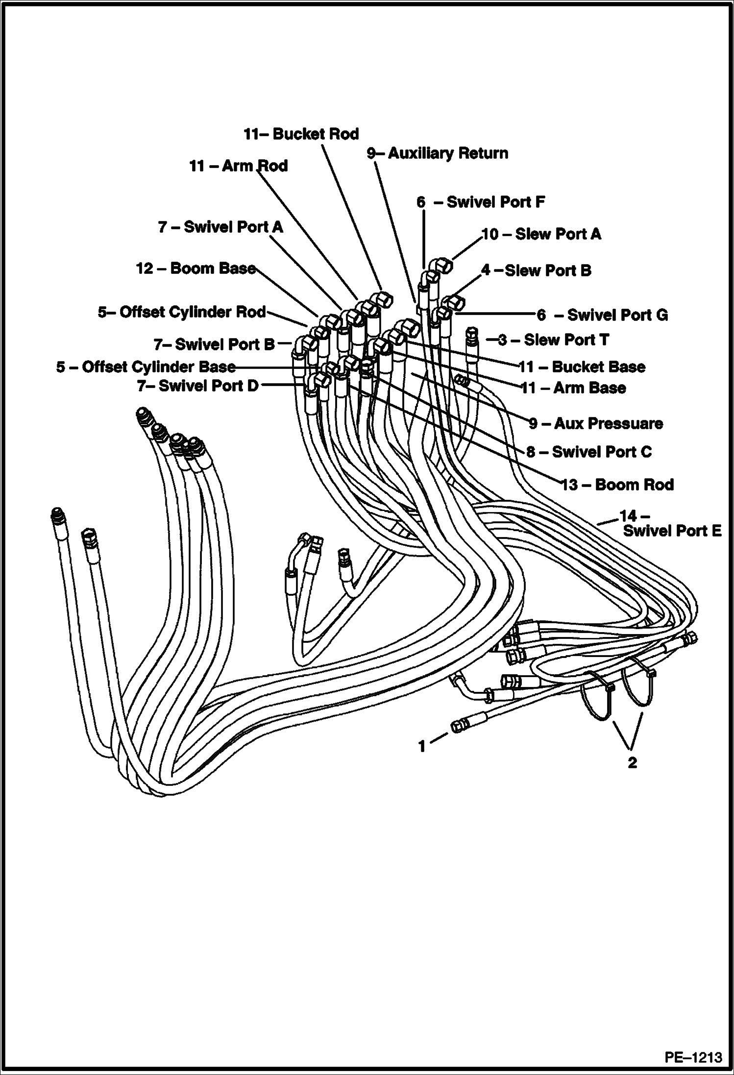 Схема запчастей Bobcat 331 - HYDRAULIC CIRCUITRY (Function Hoses) HYDRAULIC SYSTEM