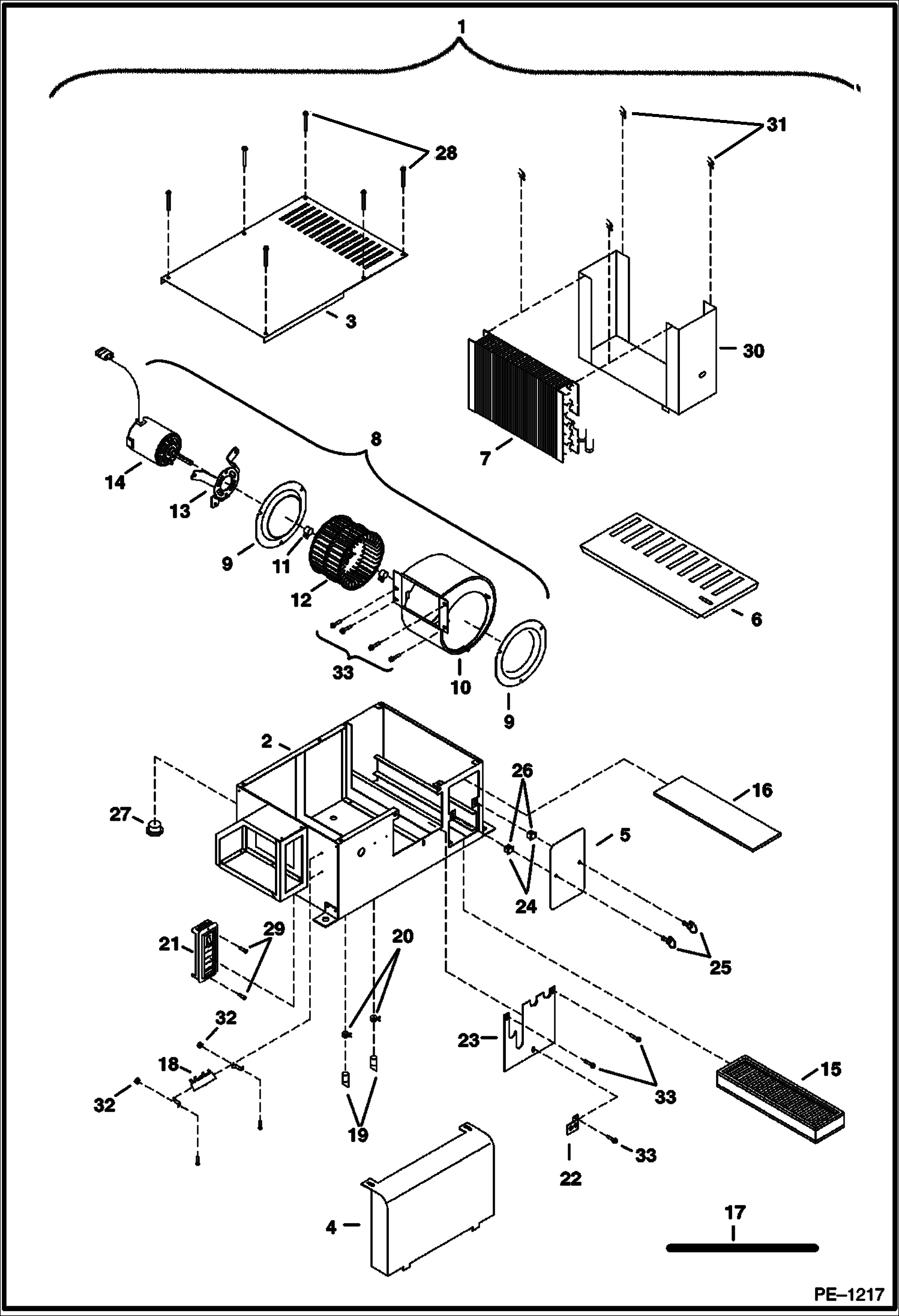 Схема запчастей Bobcat 328 - HEATER BOX (S/N 232311256, 232411142 & Below) ACCESSORIES & OPTIONS