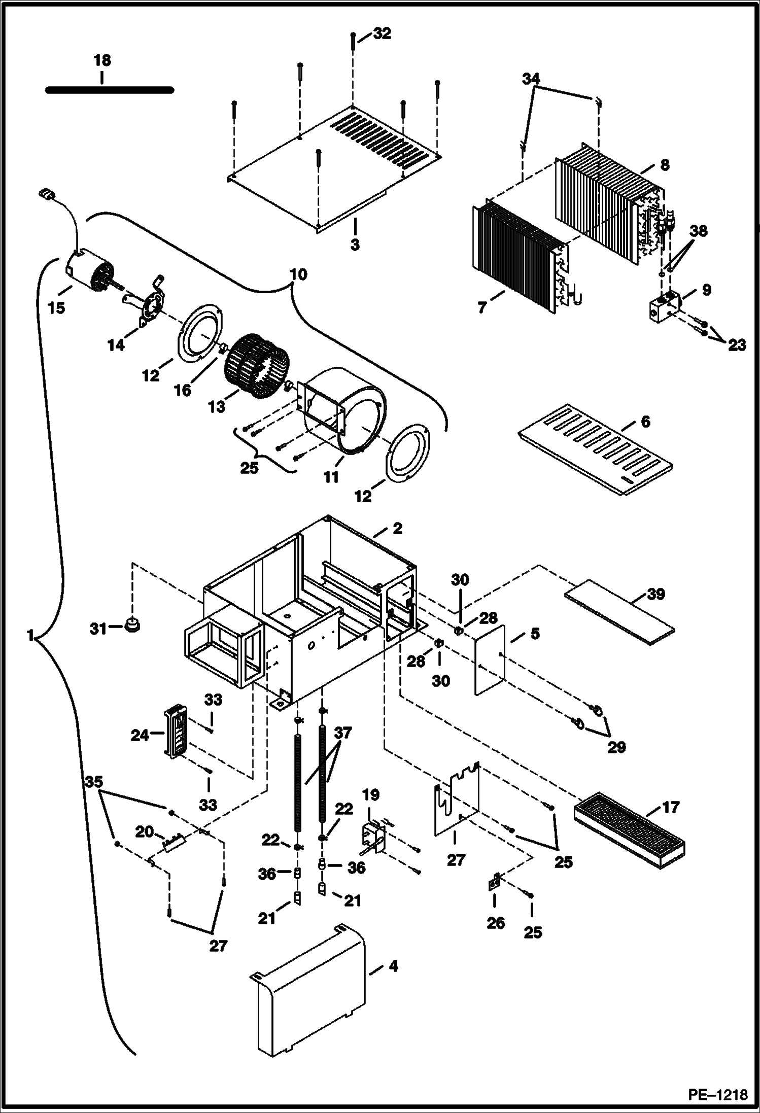 Схема запчастей Bobcat 341 - HEATER/AIR CONDITIONER BOX (S/N 233311227 & Below & 233211244 & Below) ACCESSORIES & OPTIONS