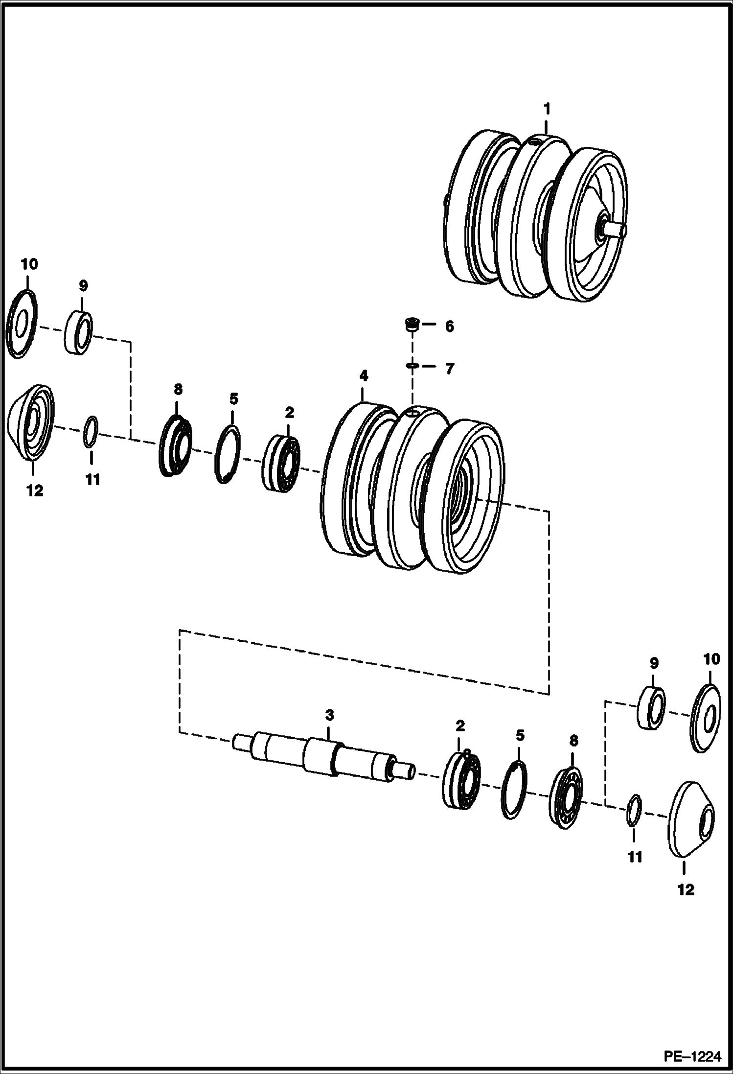 Схема запчастей Bobcat 800s - TRACK ROLLER (S/N 518916540, 516815105, 51755155 & Below) DRIVE TRAIN